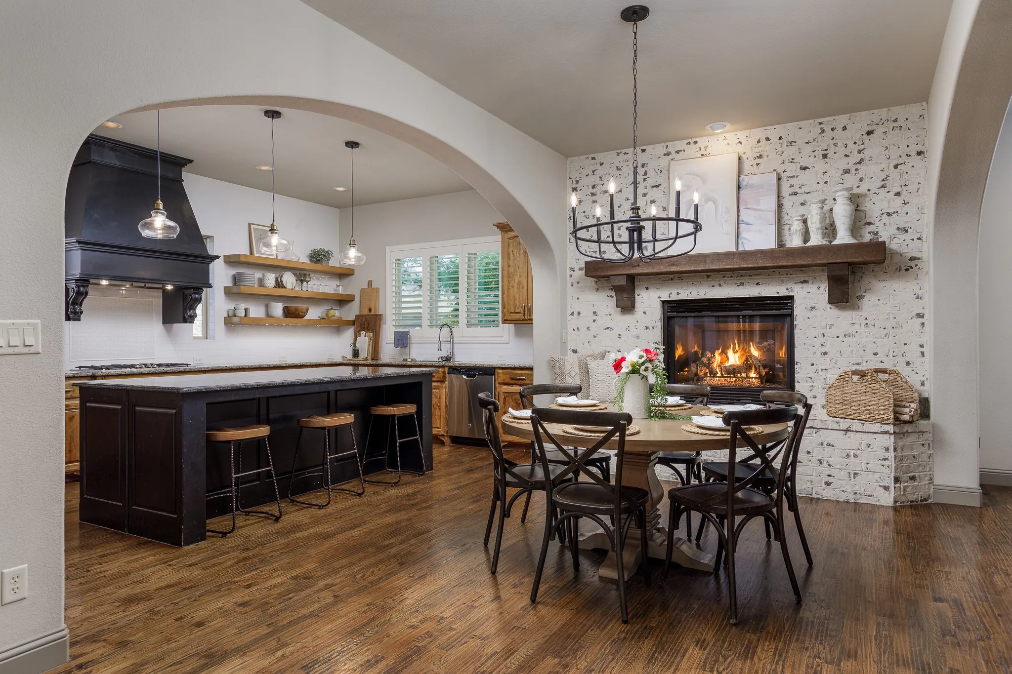 View of the dining area and kitchen