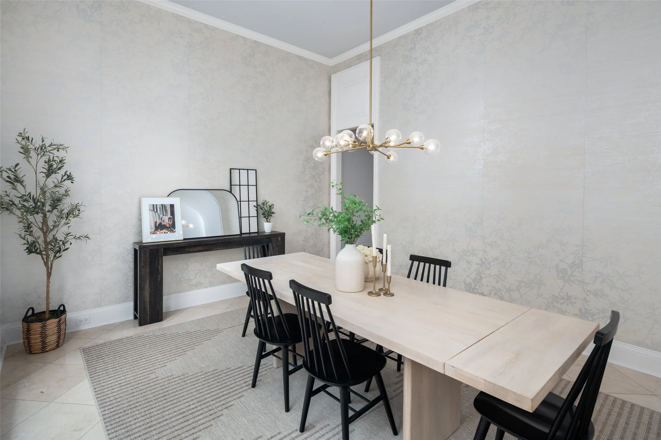 Beautiful natural light, sophisticated finishes, and an open layout create a welcoming dining space that easily transitions from everyday meals to memorable dinner parties.