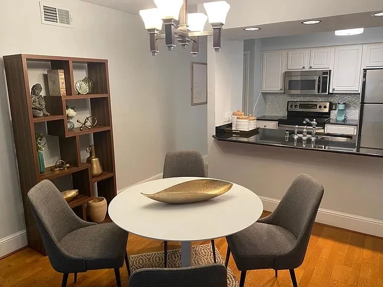 Virtually staged dining area.