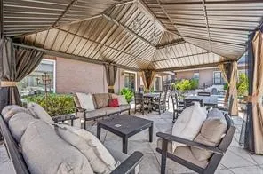 Cabana-style seating at the Tuscany pool.