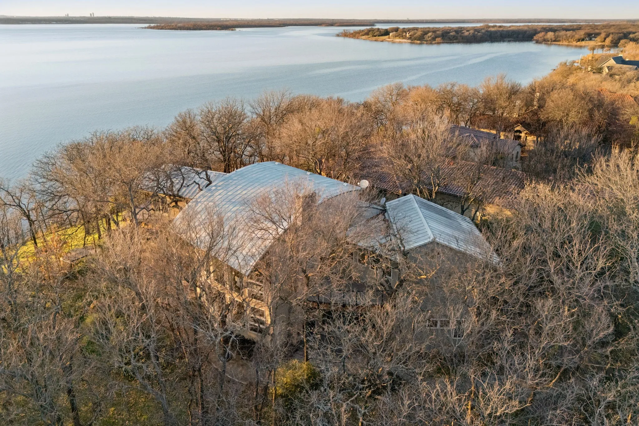 Drone / aerial view of a large body of water