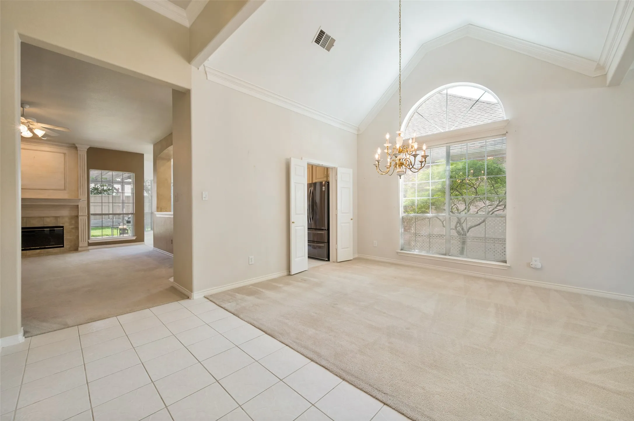 Steps away from the kitchen.