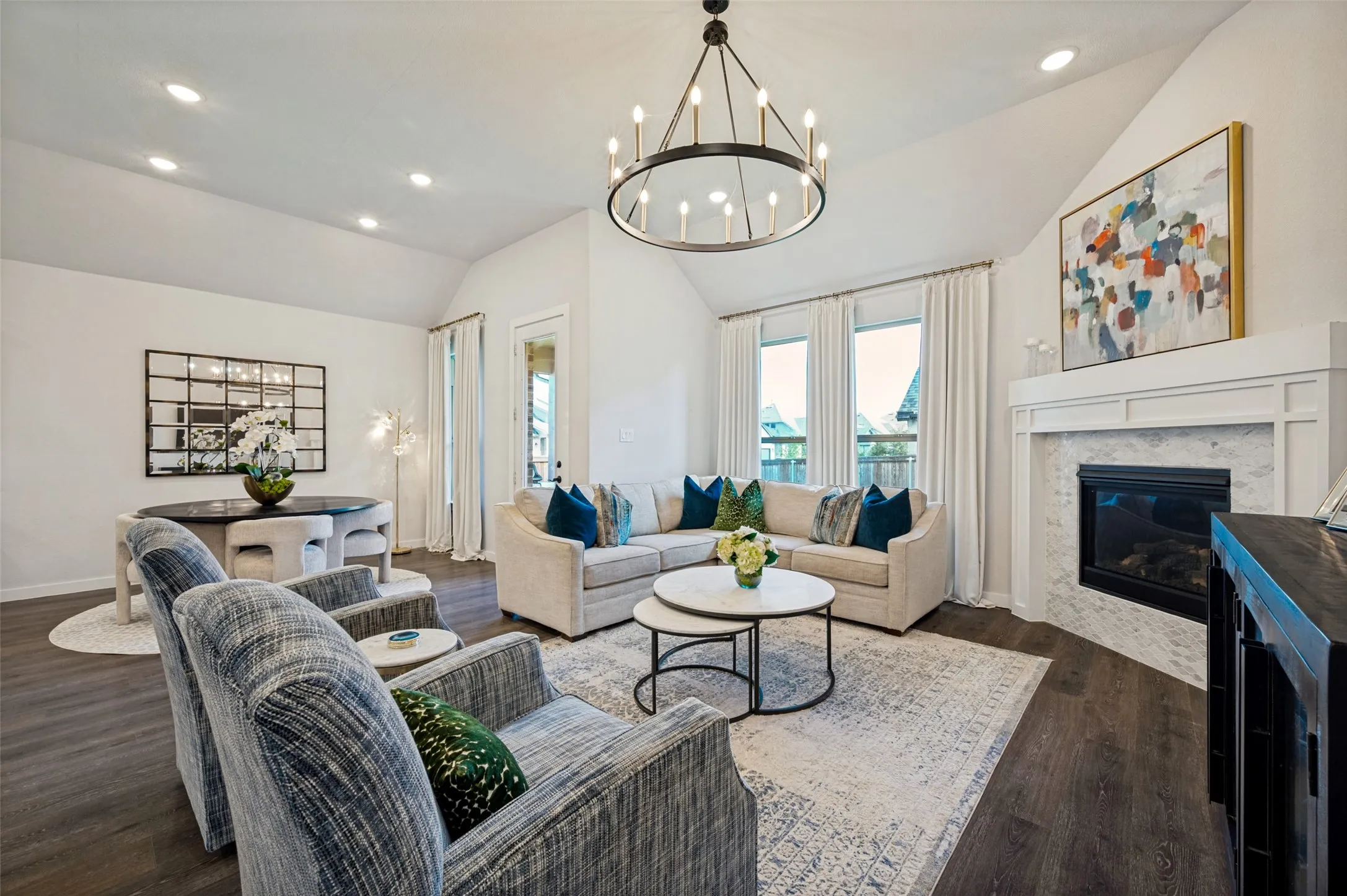 Designer Hearth Package with gas fireplace.