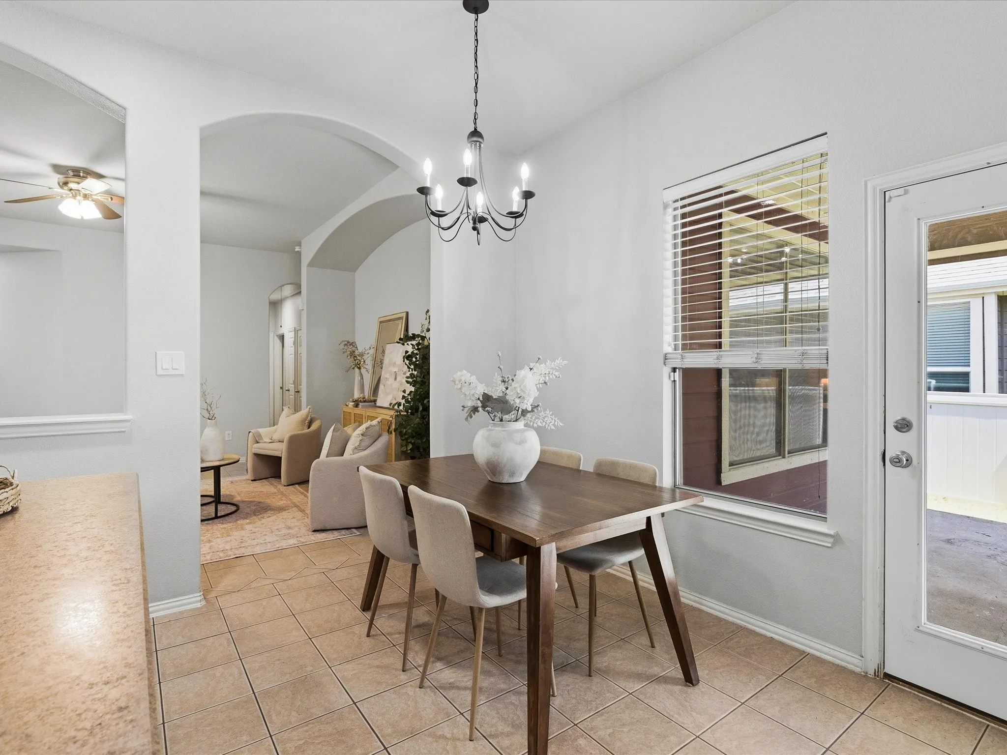 Dining area conveniently located in the kitchen right off the living room for easy entertaining