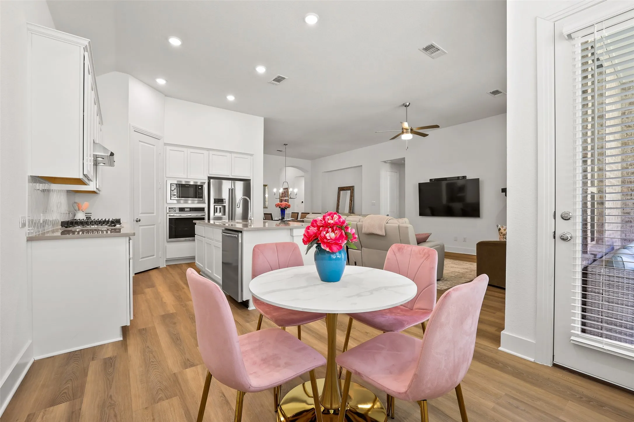 Breakfast area leads to the outdoor patio