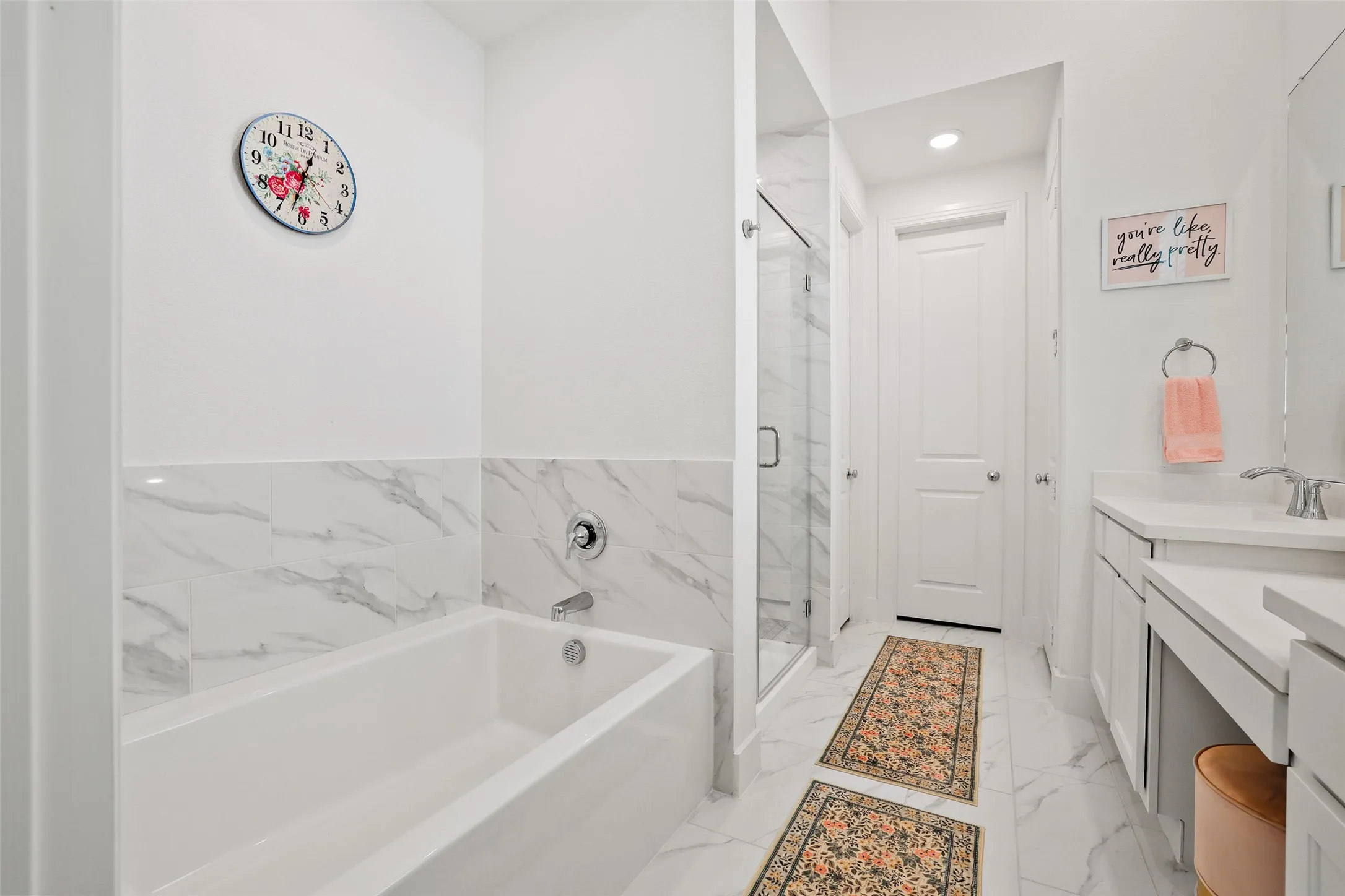 Beautiful soaking tub with separate shower in the primary bath