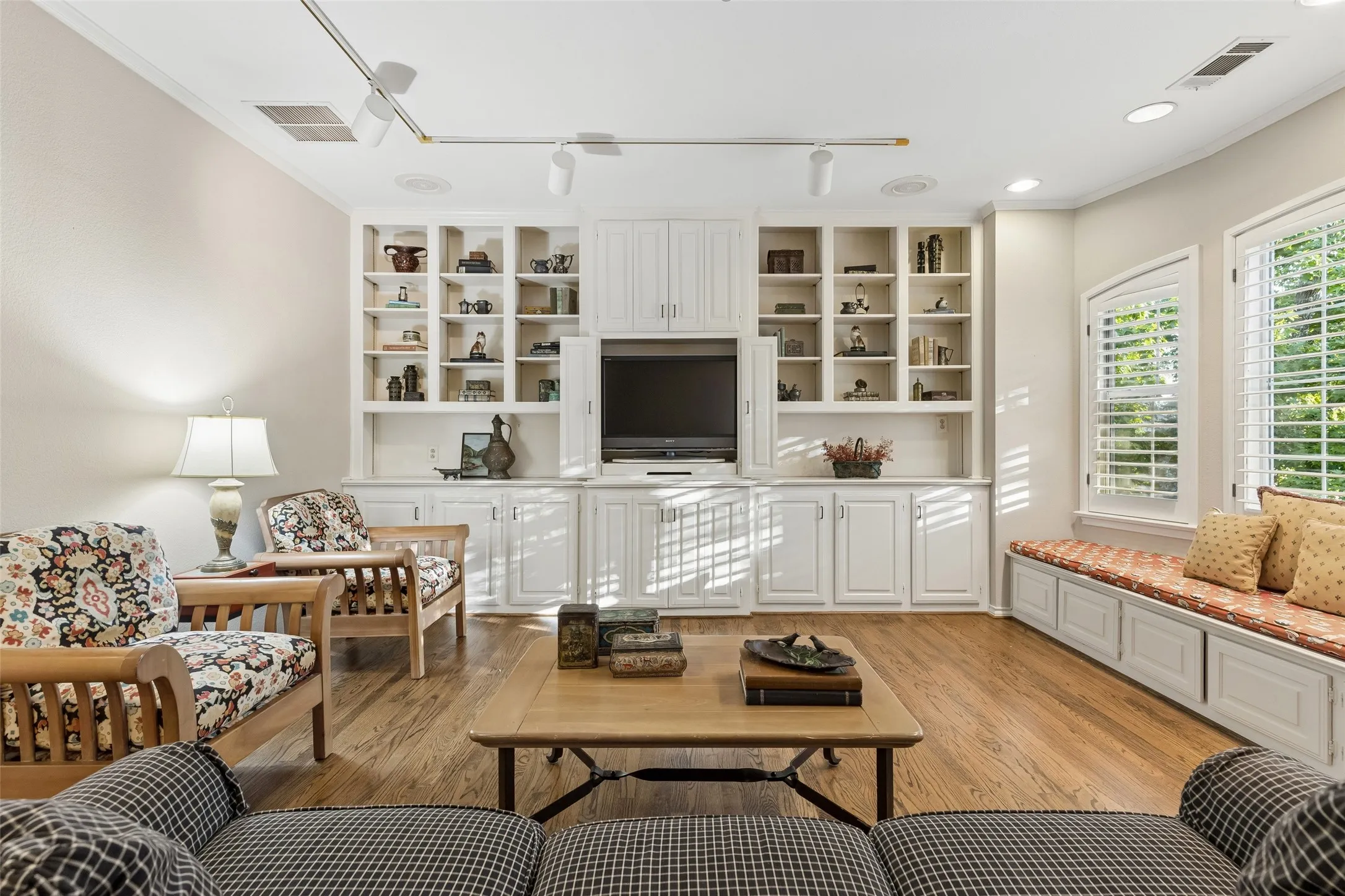 Sit on the window seat and enjoy the view below.  Great natural light in the Game Room