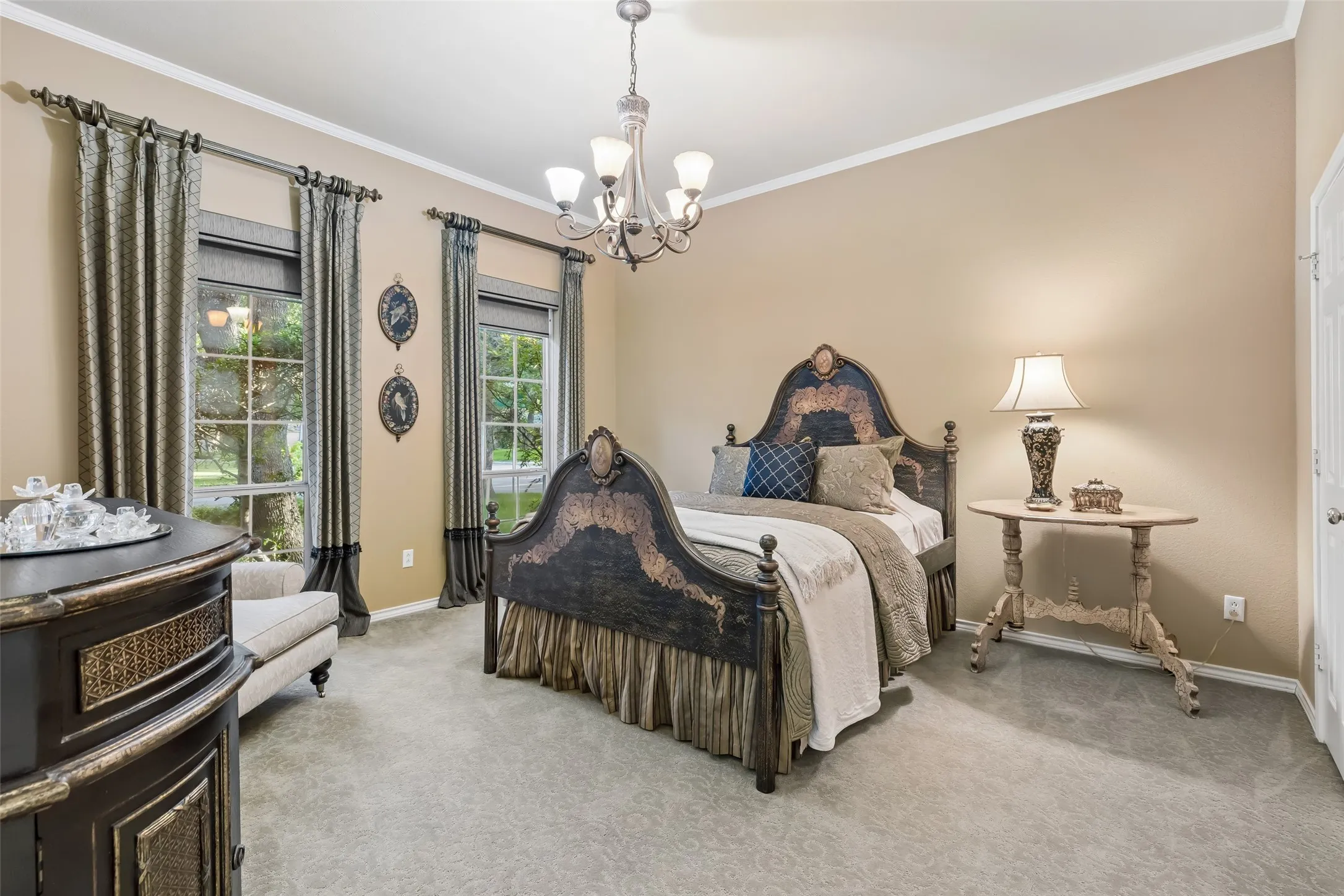 Guests will enjoy their visit in this lovely bedroom. Dual windows bring the outside in with lots of natural light.  Room for a sitting area and all of your furnishings.  Plus, walk-in closet, too!