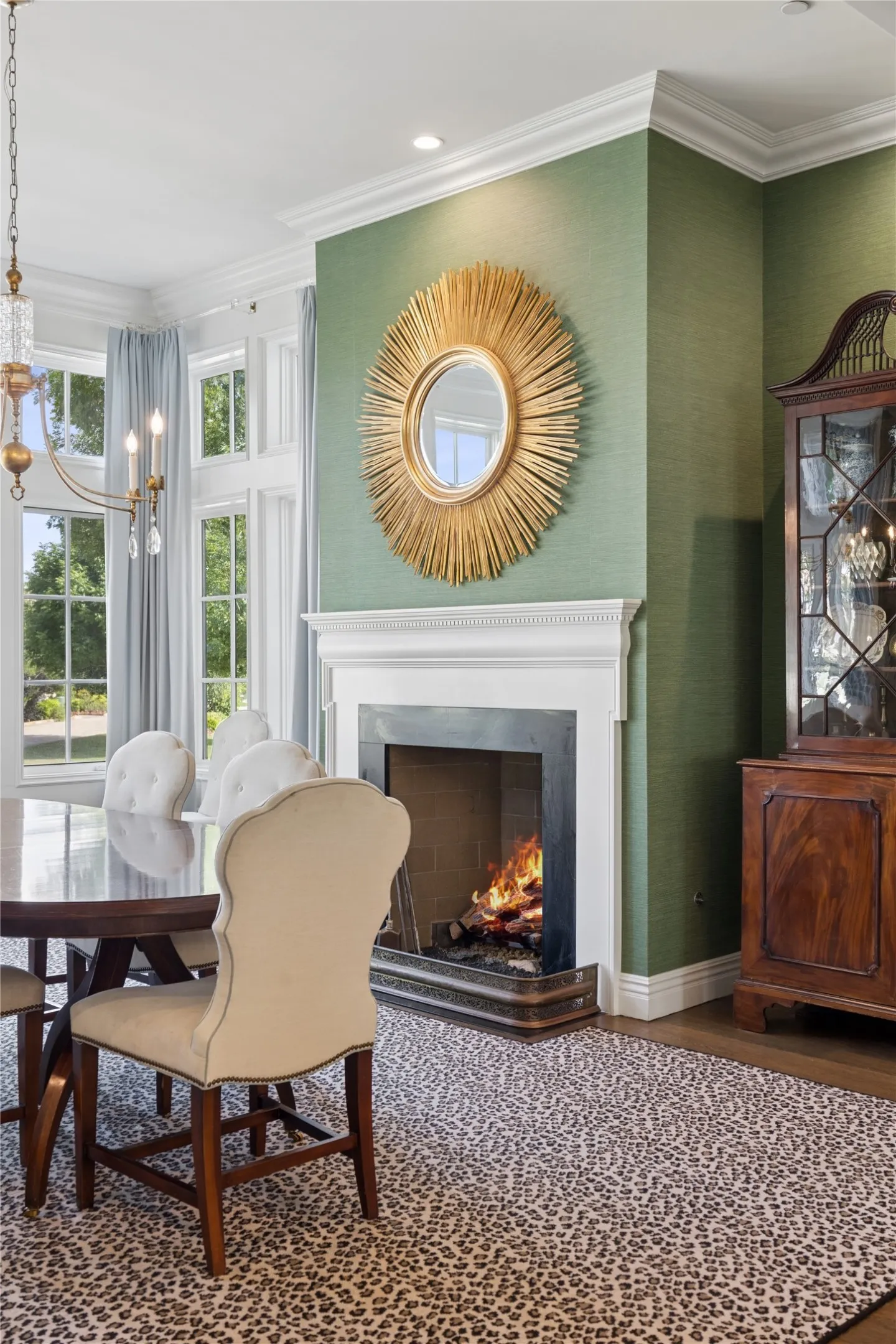 Elegant dining room lined with