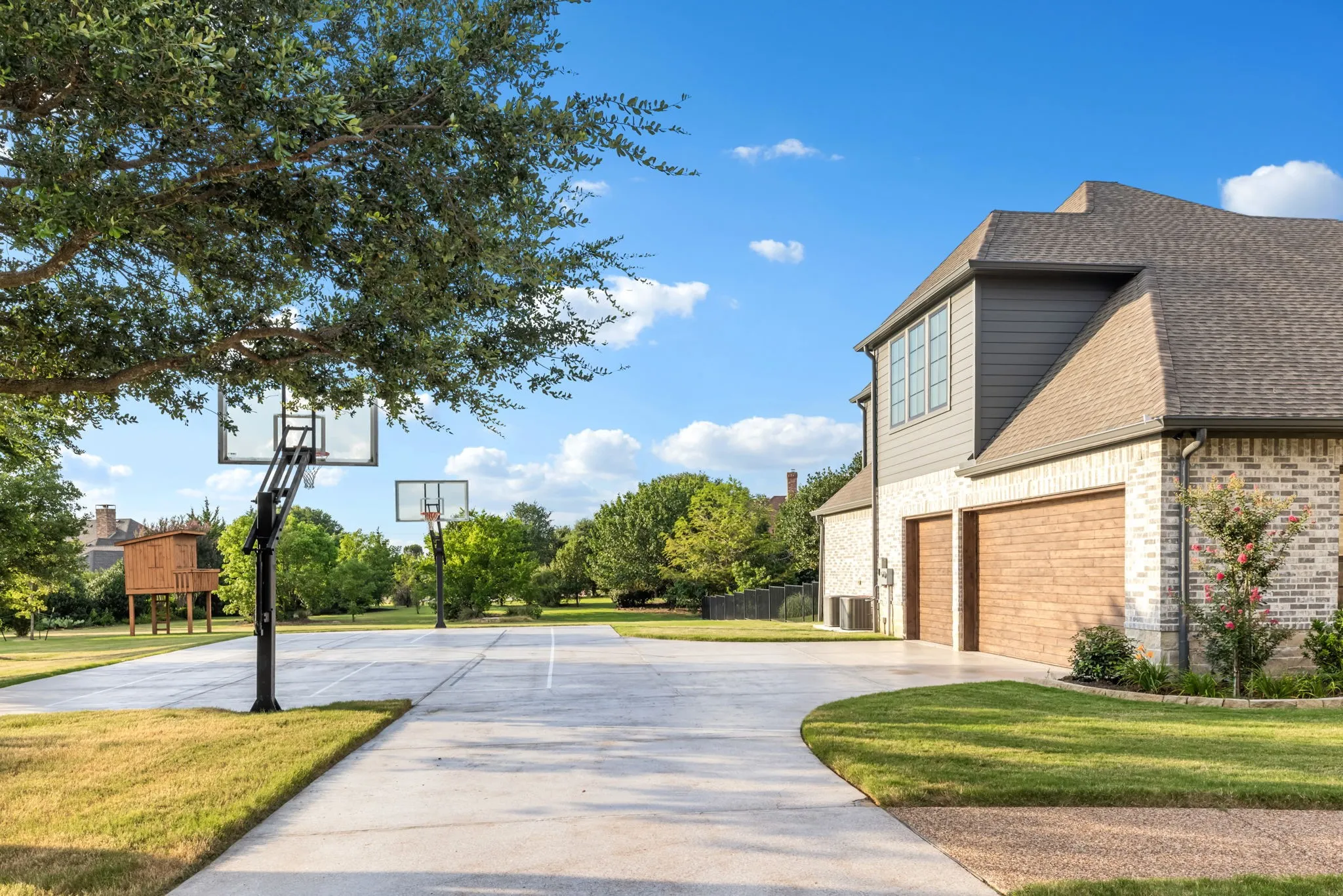 Basketball court with pickleball lines