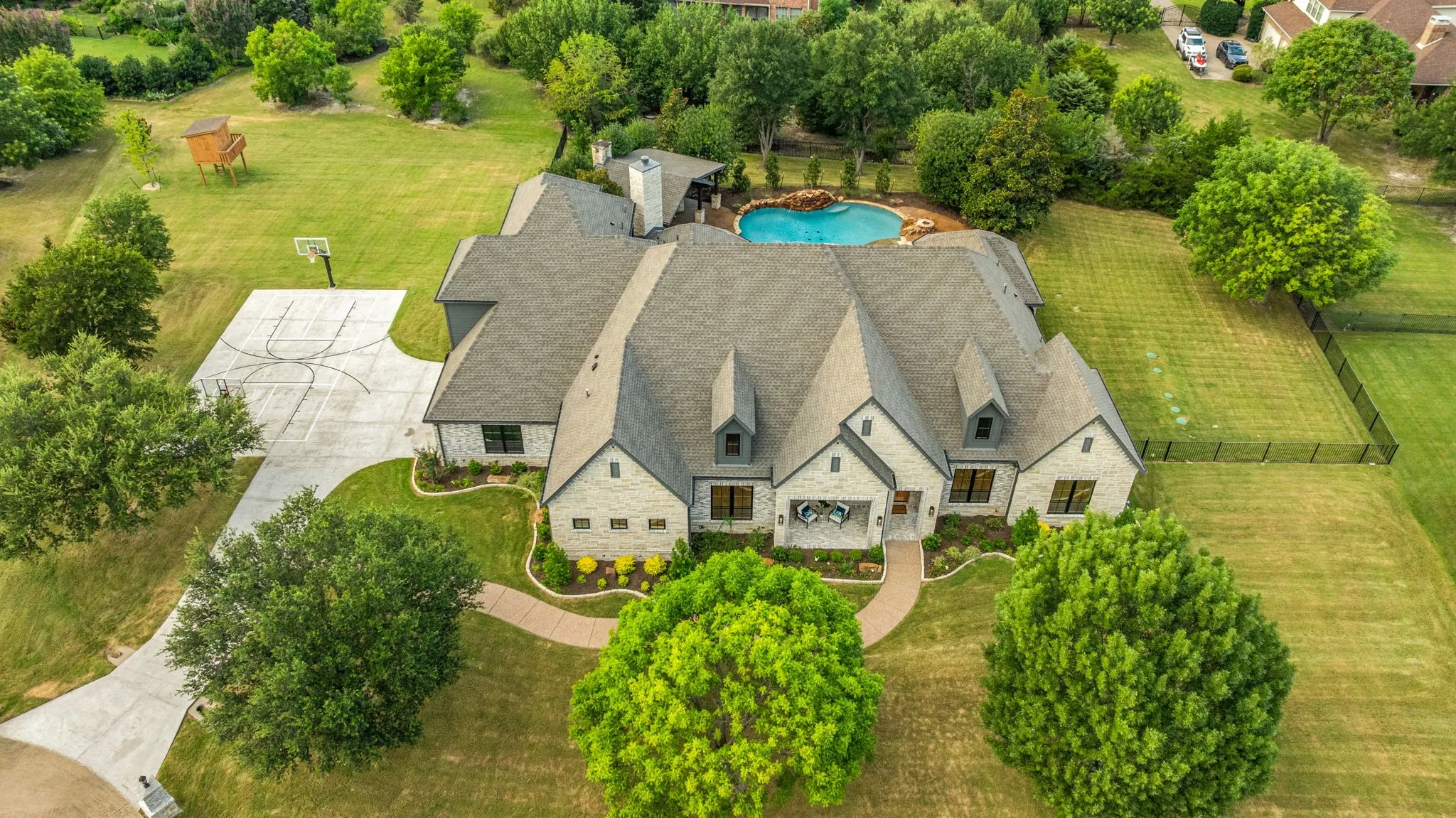 Full property view with play house