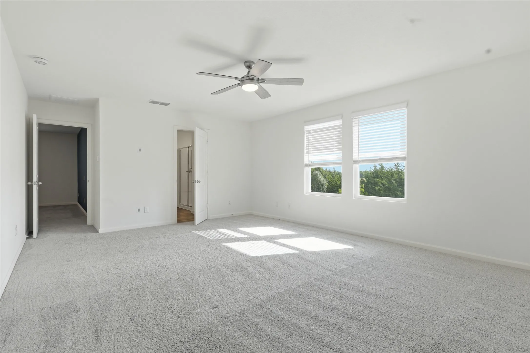 Primary with attached full bath and walk in closet