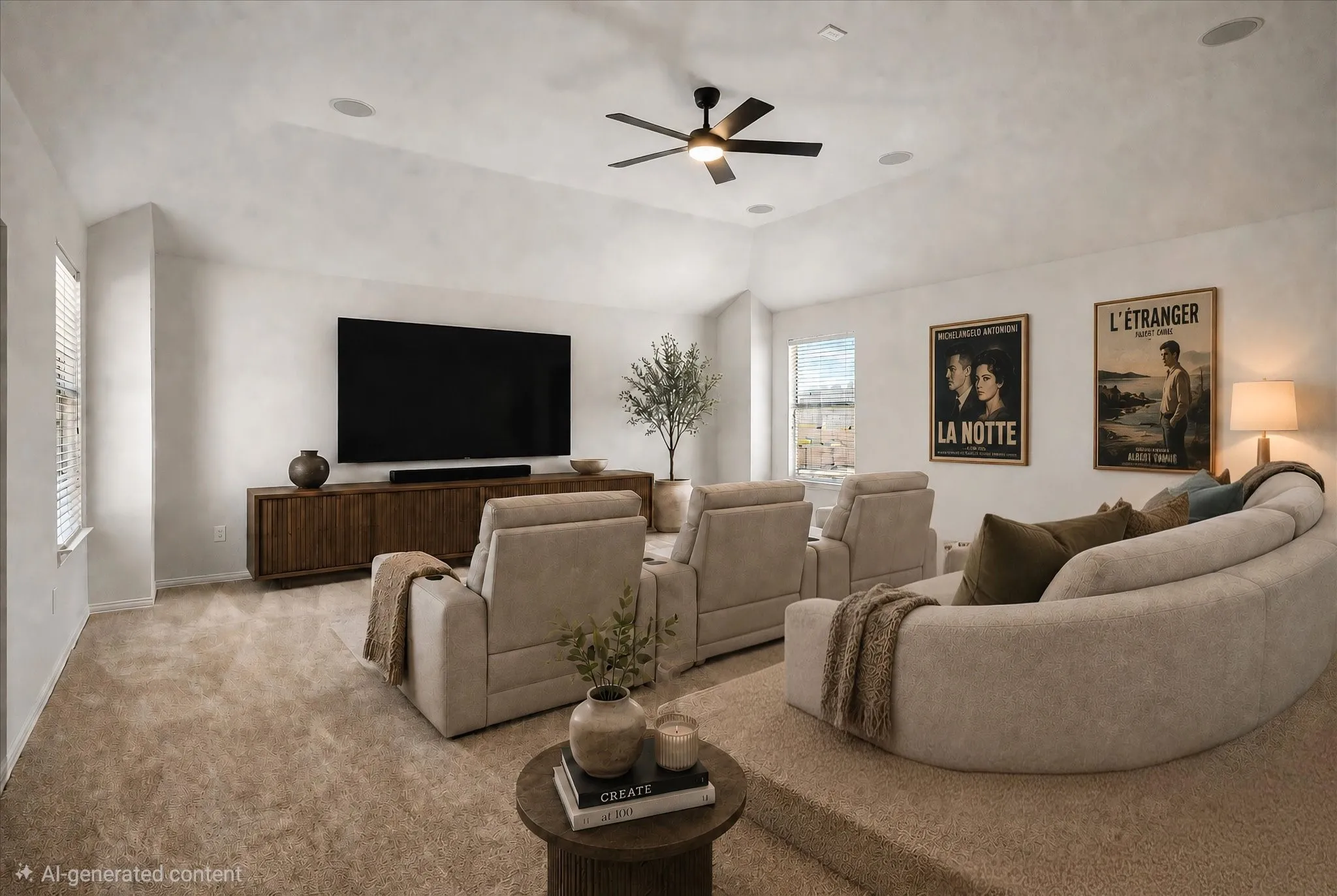 STAGED PHOTO OF MEDIA ROOM