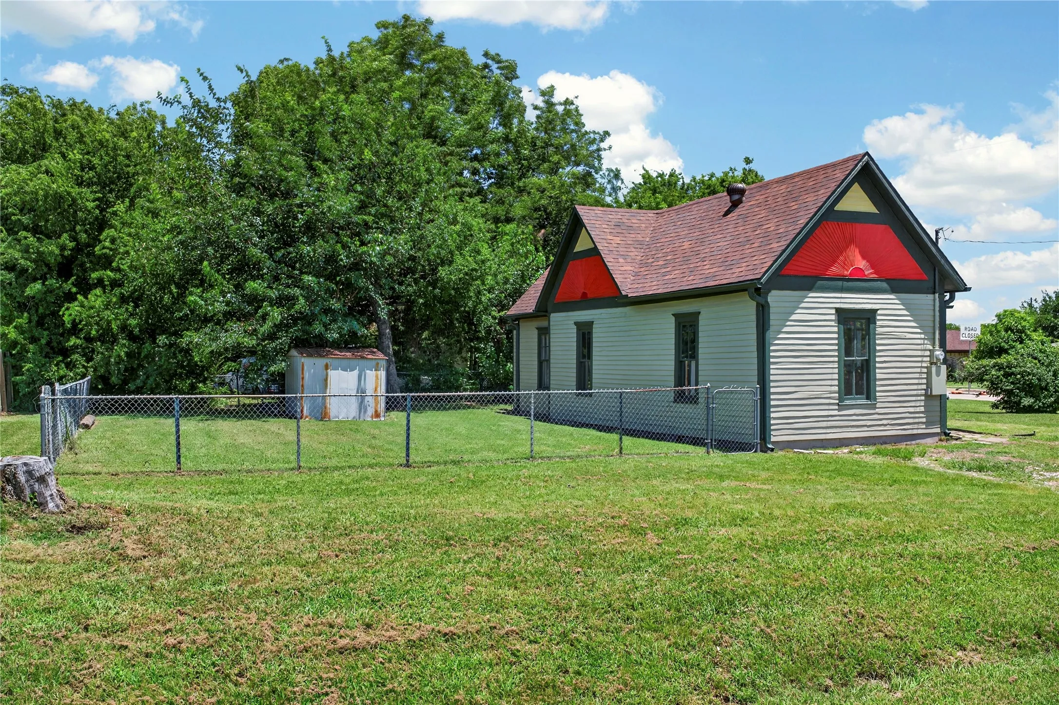 back yard and side of home.