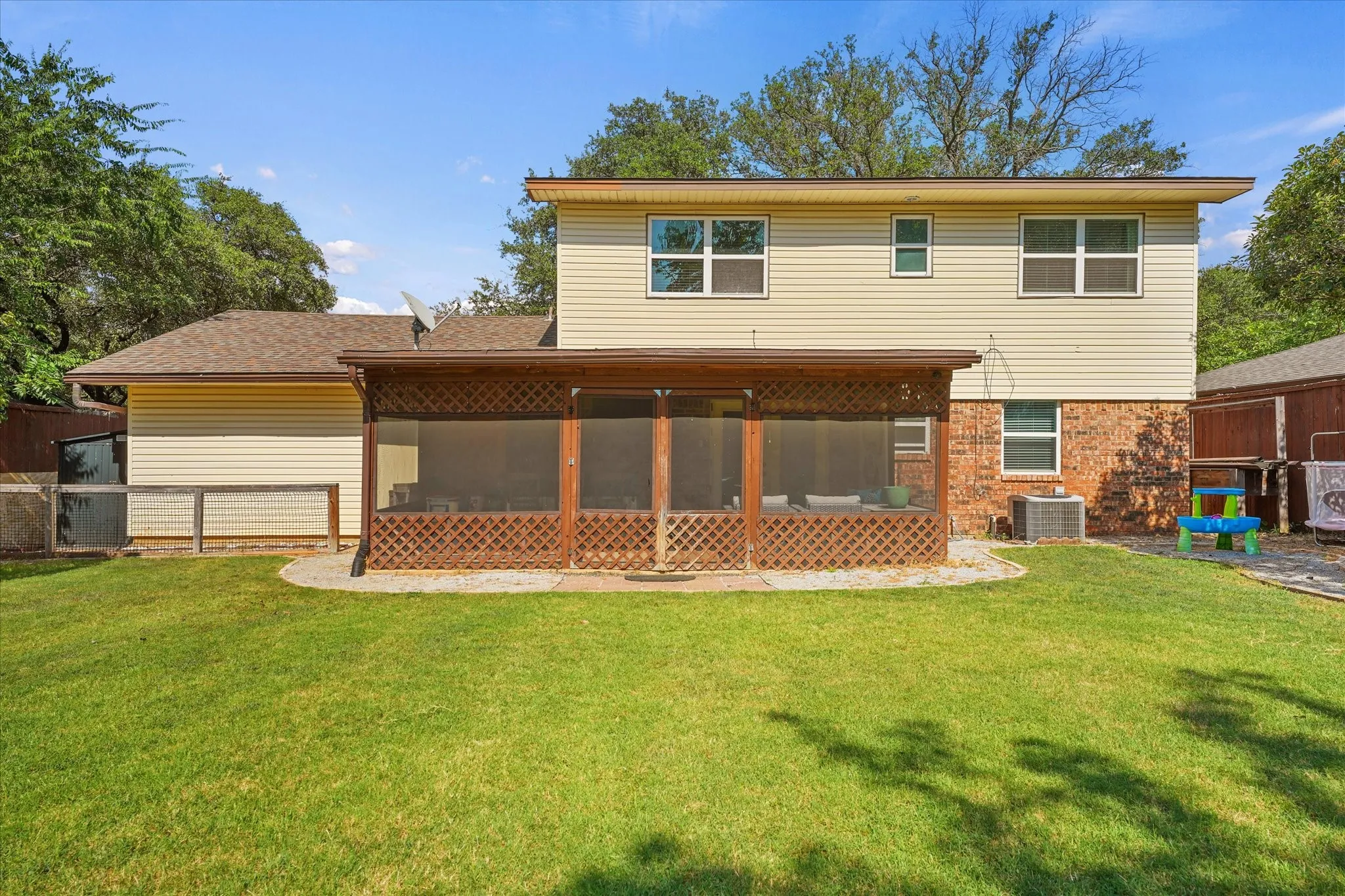 View of the large screened patio