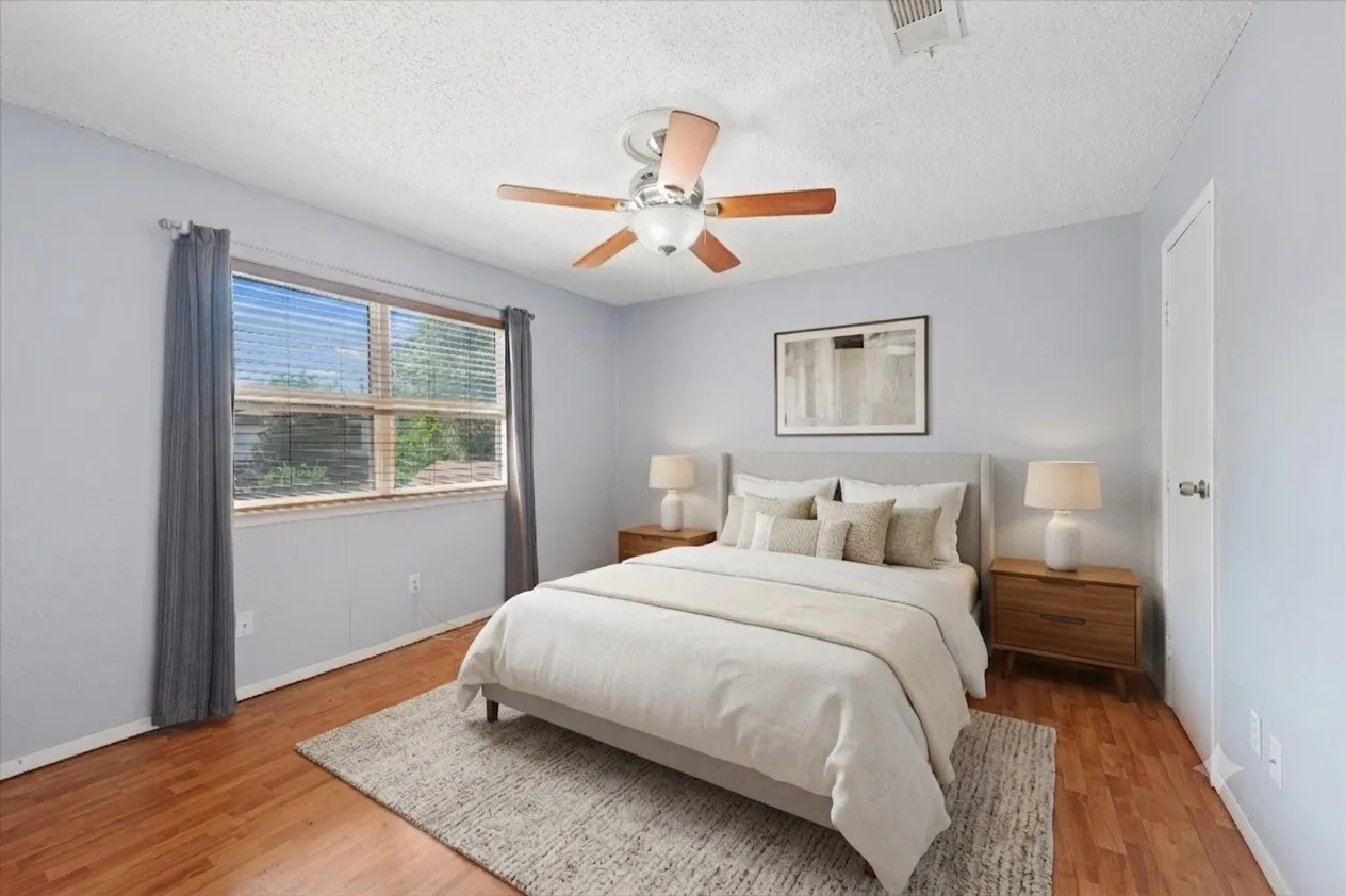 Upstairs bedroom #1 virtually staged