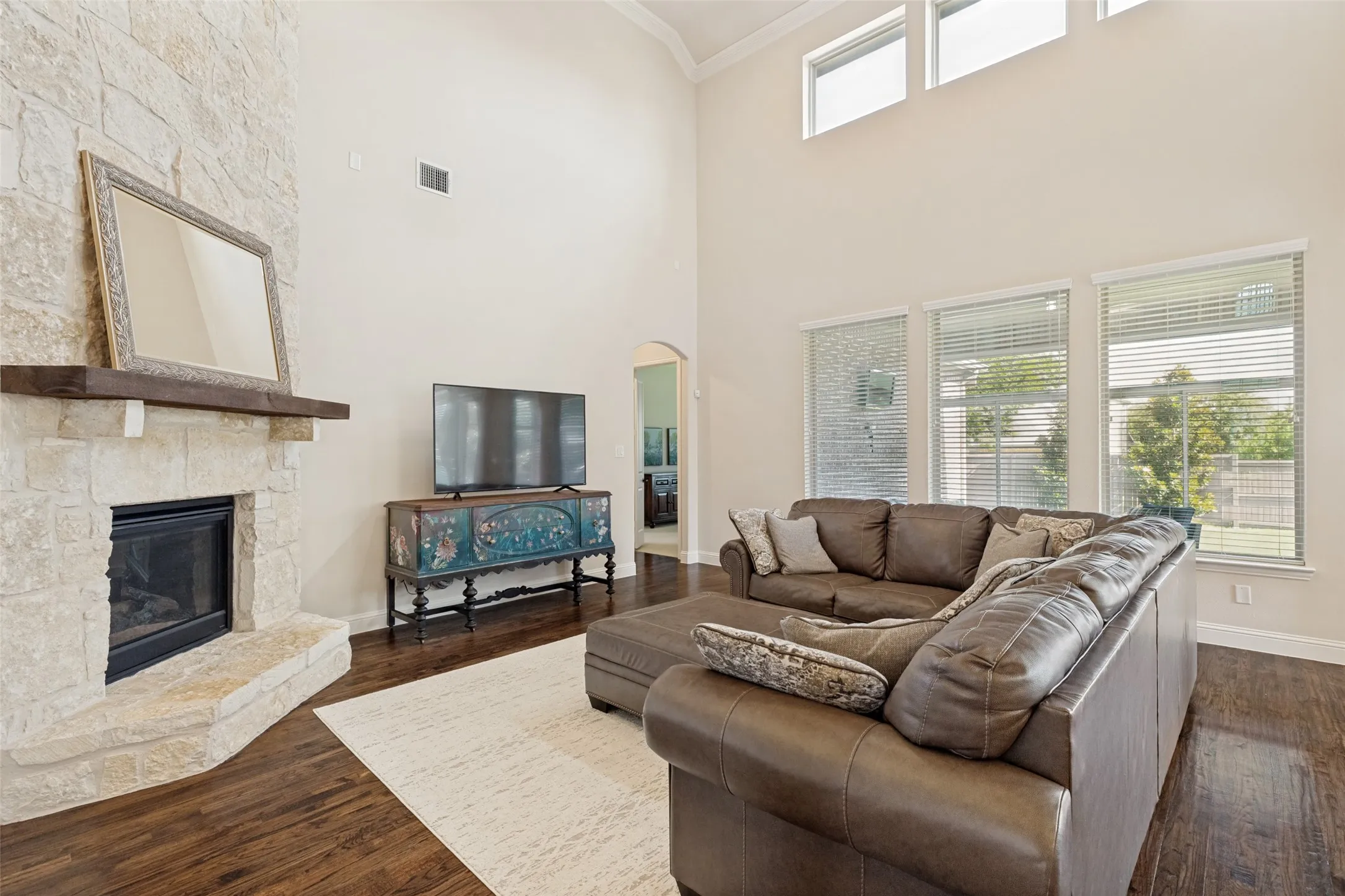Stone Fireplace with Gas Logs