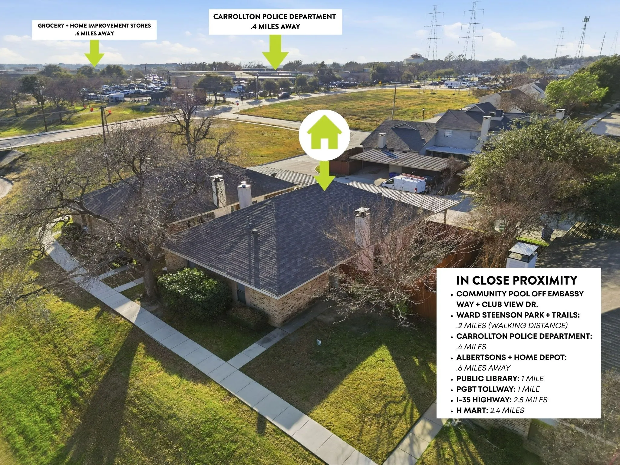 Check out the area! Tons of essentials near by. Close proximity to major highways, grocery stores and parks.
