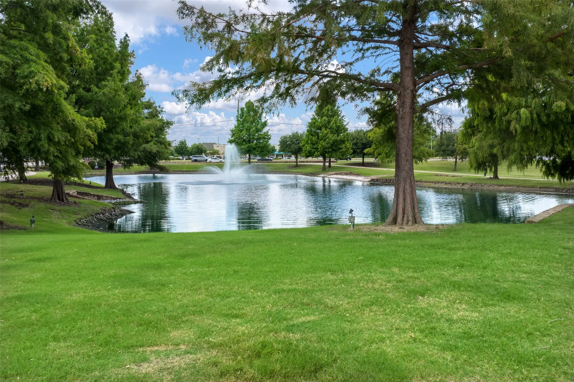 Lovely view of the pond from out the front door.  Home is 2nd down from it.