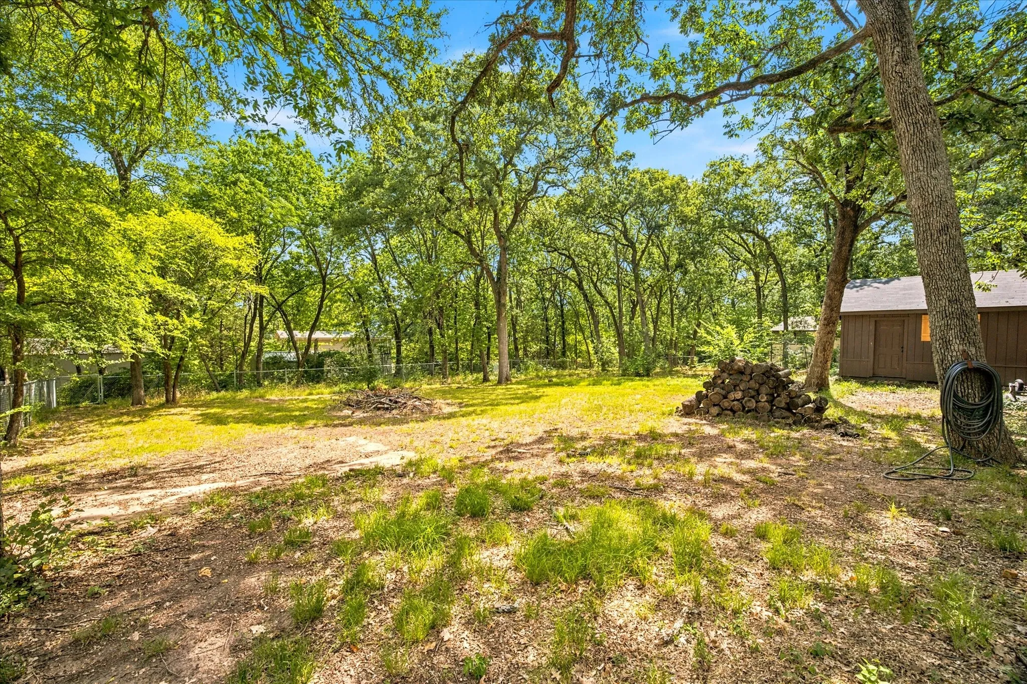 Spacious treed backyard