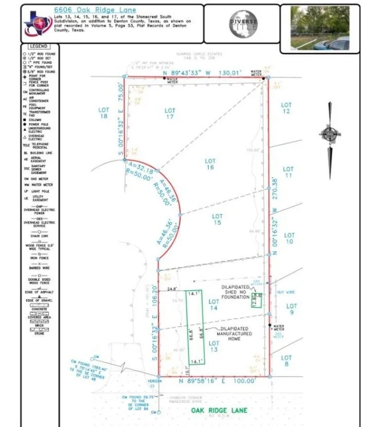 Survey Plat. Illustrating property boundaries, dimensions, and existing structures for the specified lot