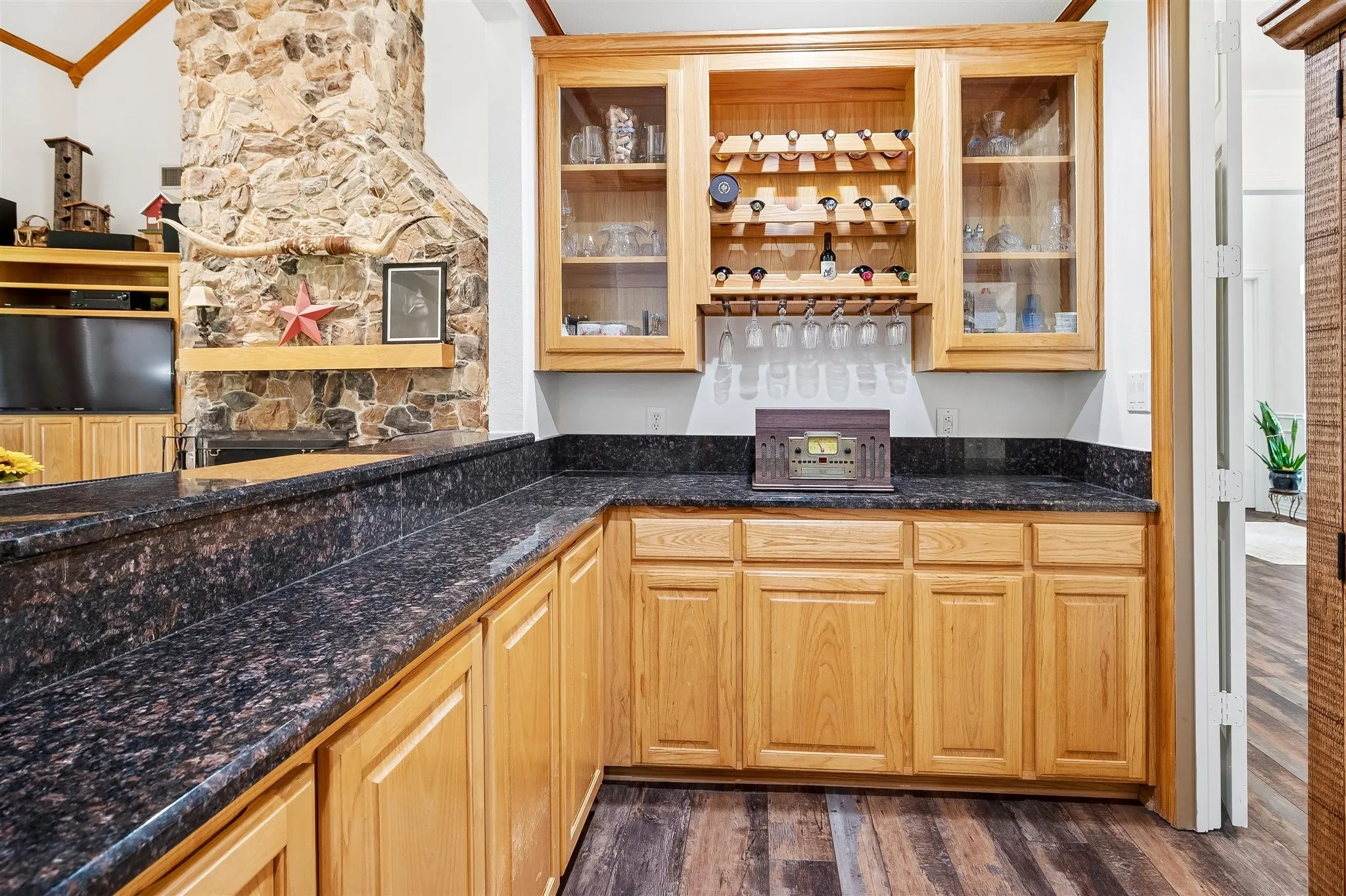 Bar opens to living area