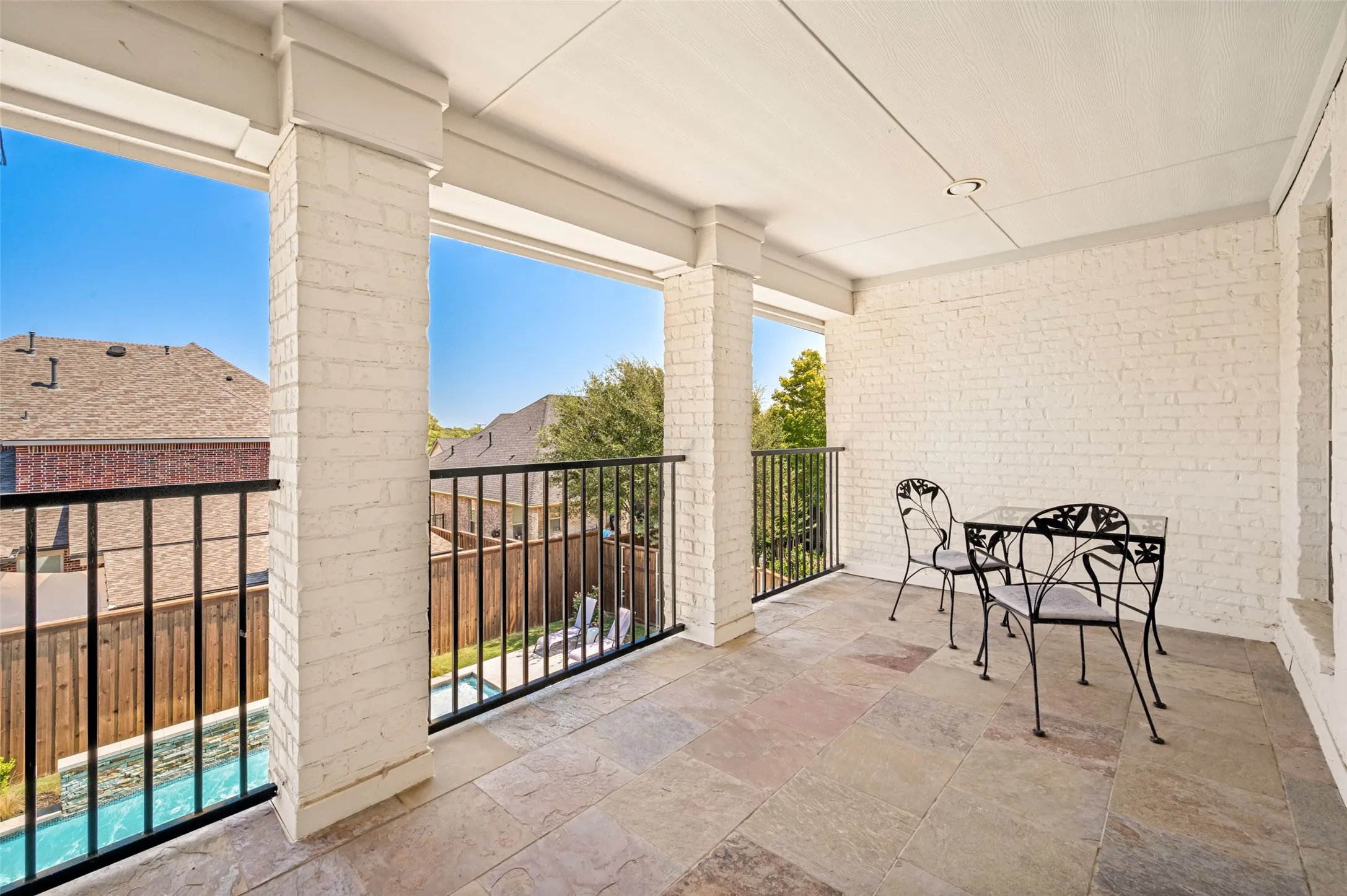 Enjoy coffee in the morning on an upstairs balcony.