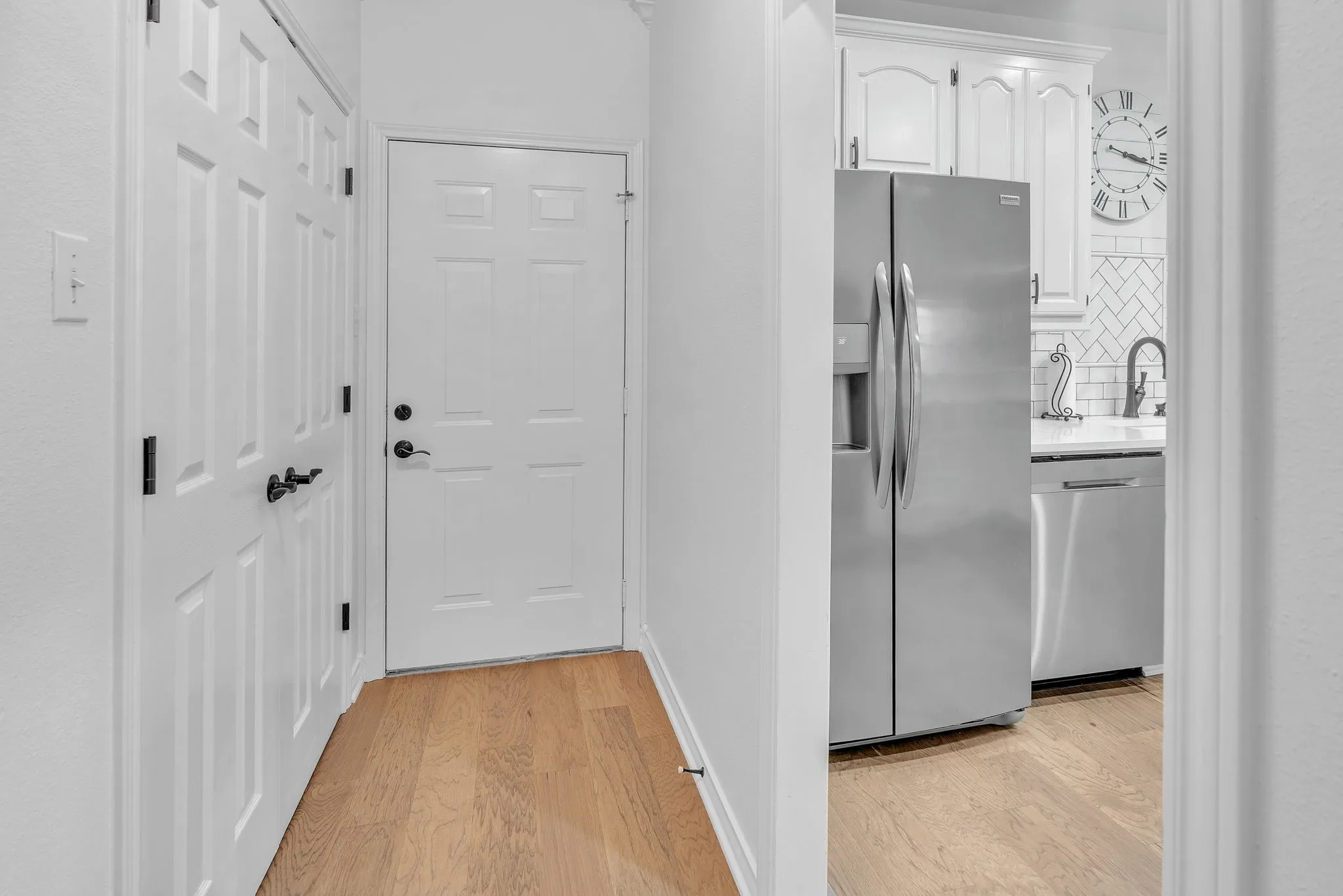 Garage door and utility closet