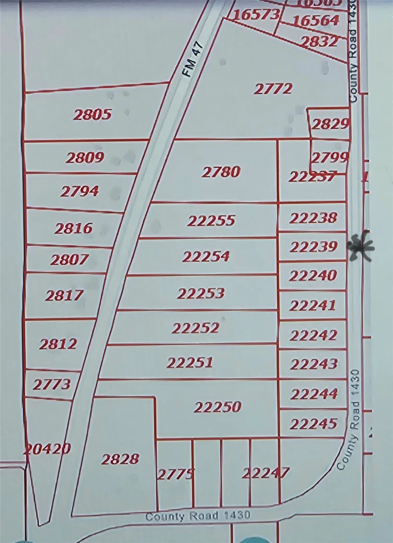 Plat Map. Illustrating the division of land into numbered parcels