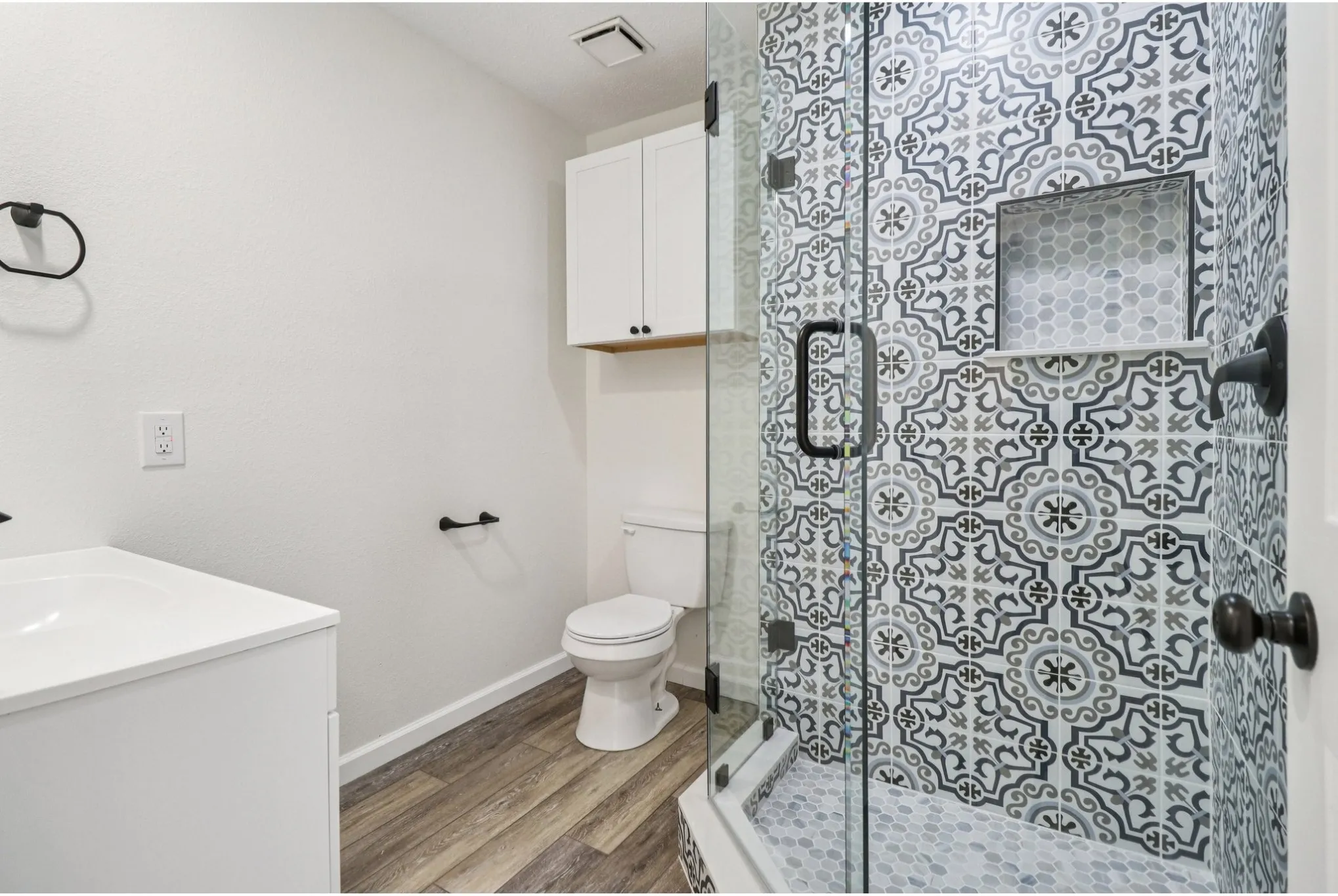 Beautifully updated bathroom with modern finishes.