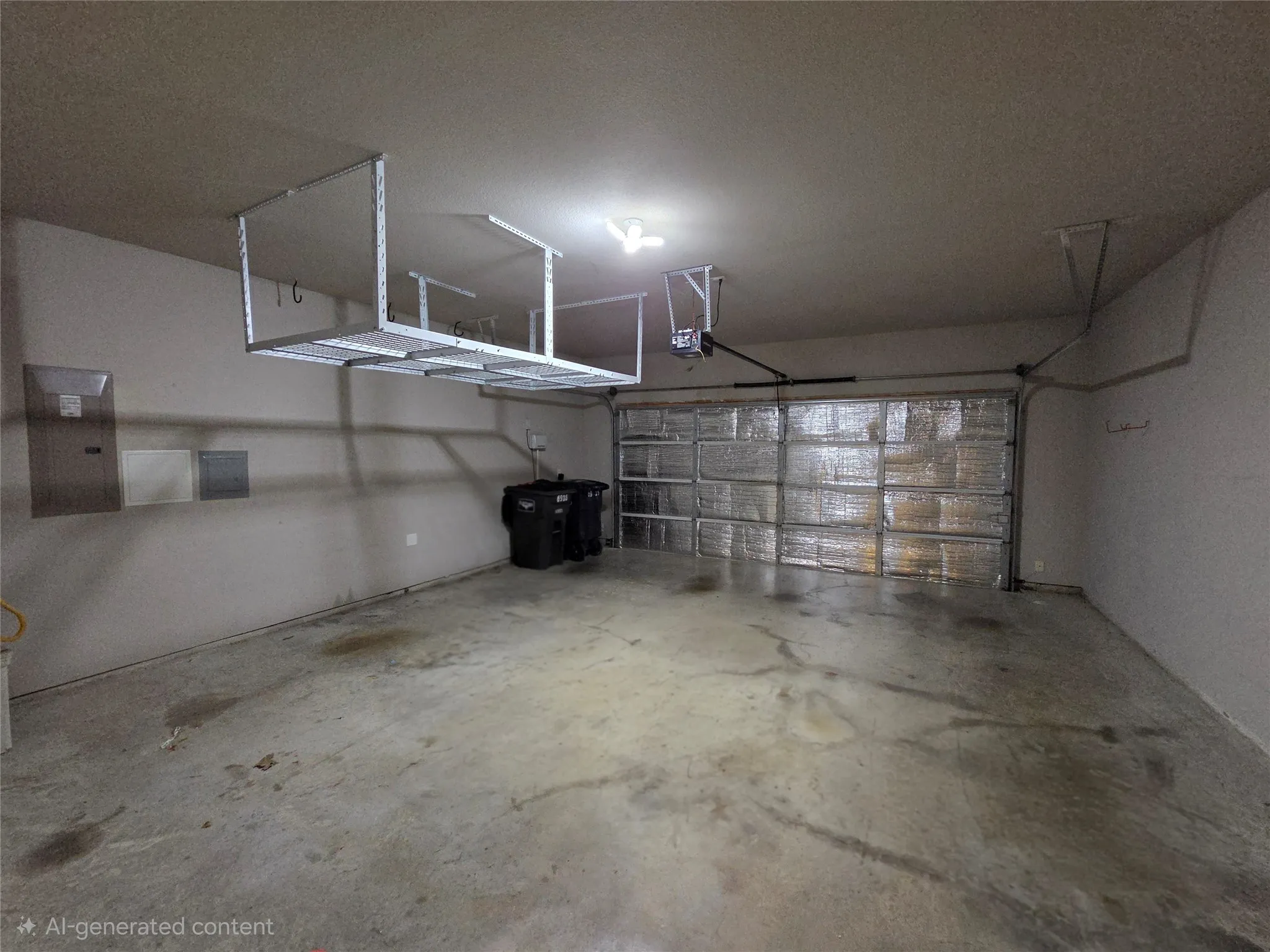 insulated door panels, ev charger and overhead storage rack.