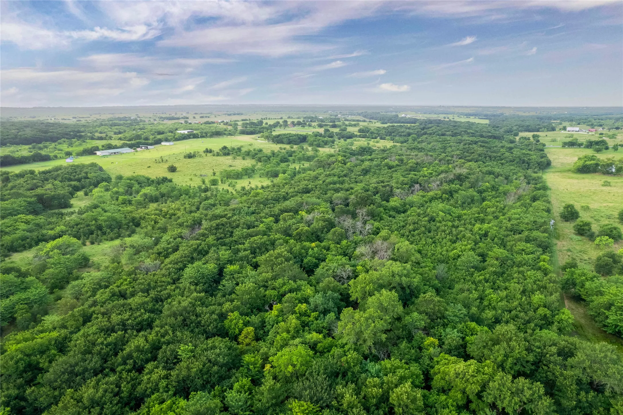 Expansive land parcel featuring dense tree coverage and open grassy areas