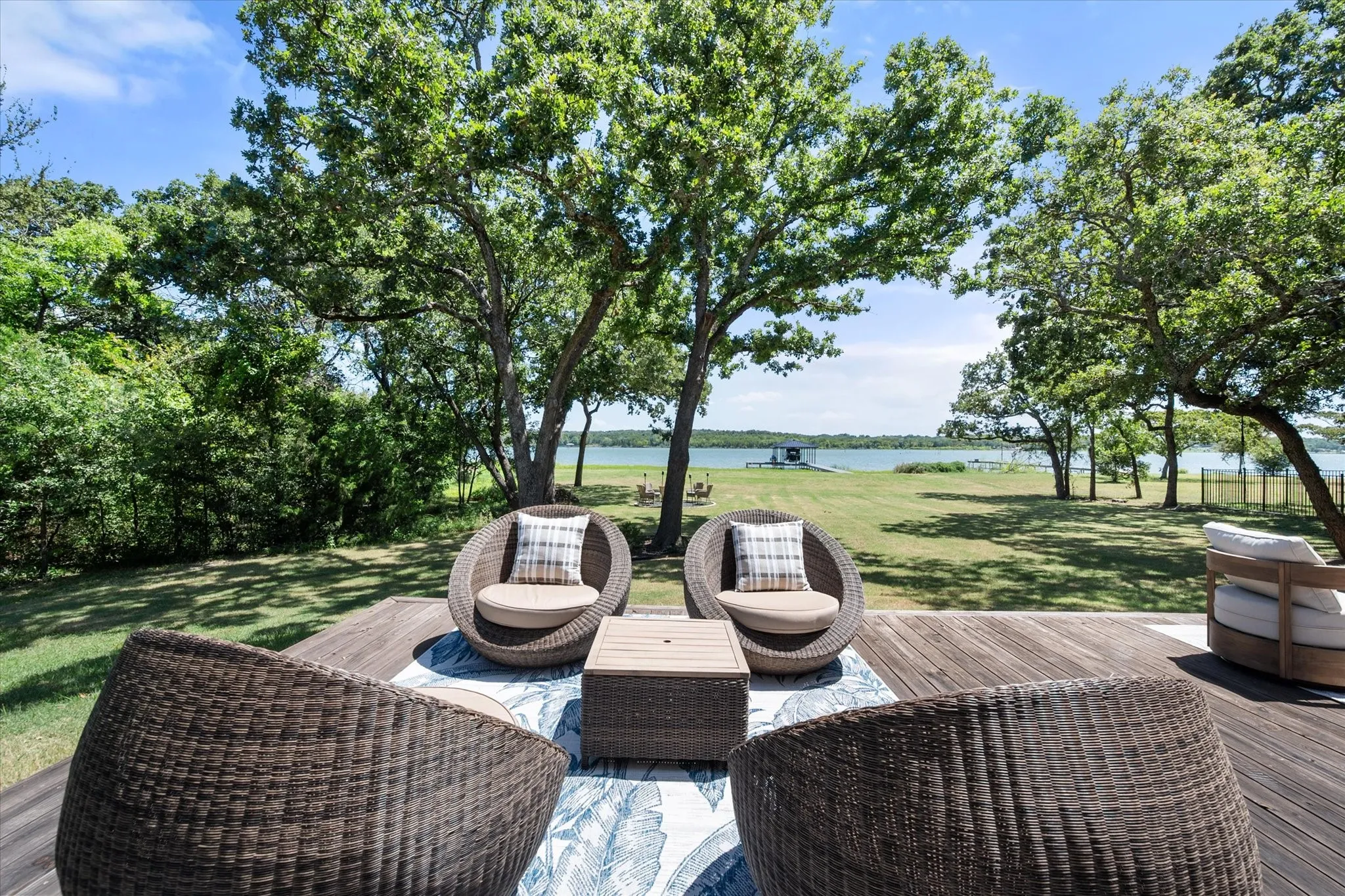 Comfortable outdoor seating creates an inviting space for entertaining year-round.