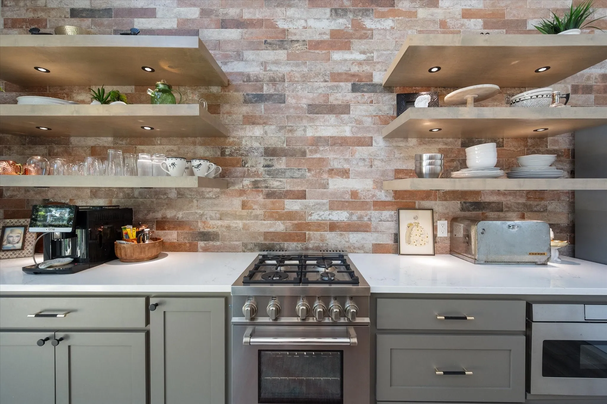 Kitchen overlooks the main living space, making entertaining effortless.