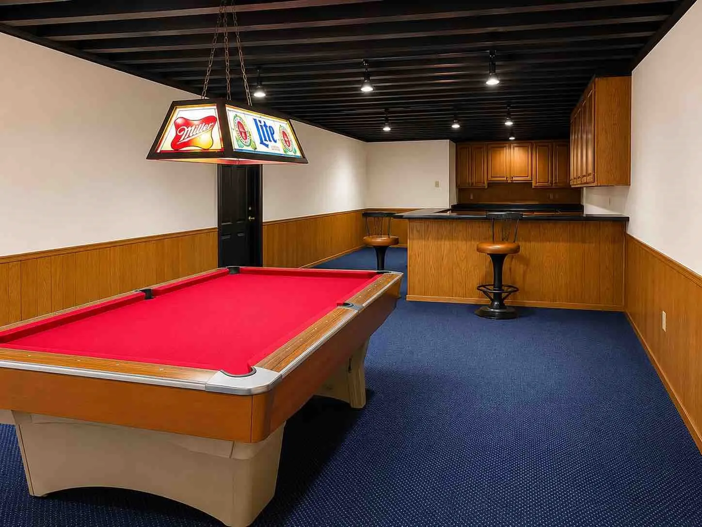 This is an AI rendering of the room without furniture storage items.