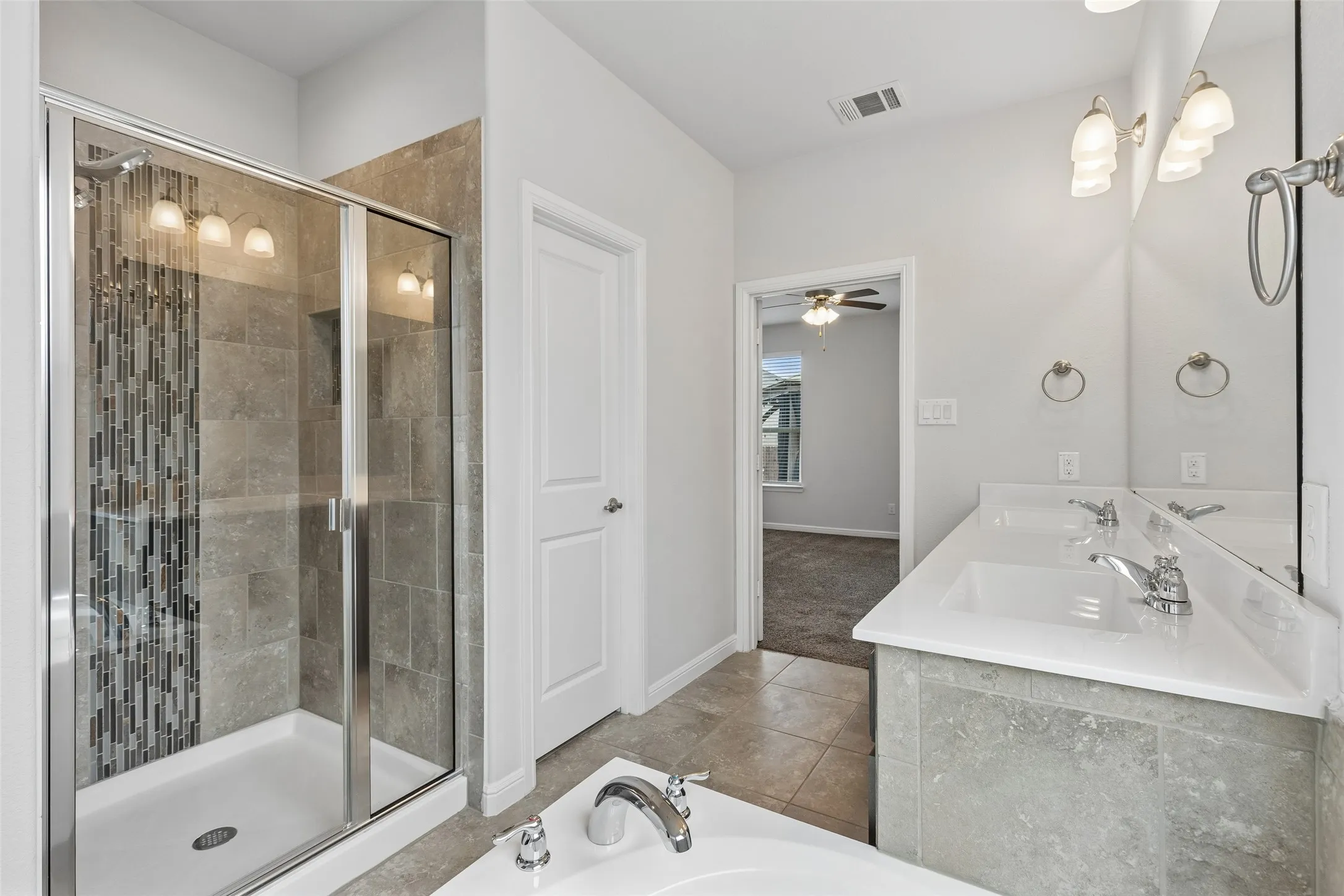 Spacious shower.