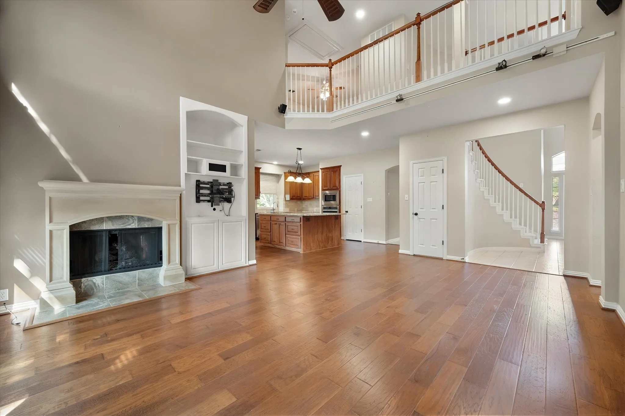 Family room with fireplace