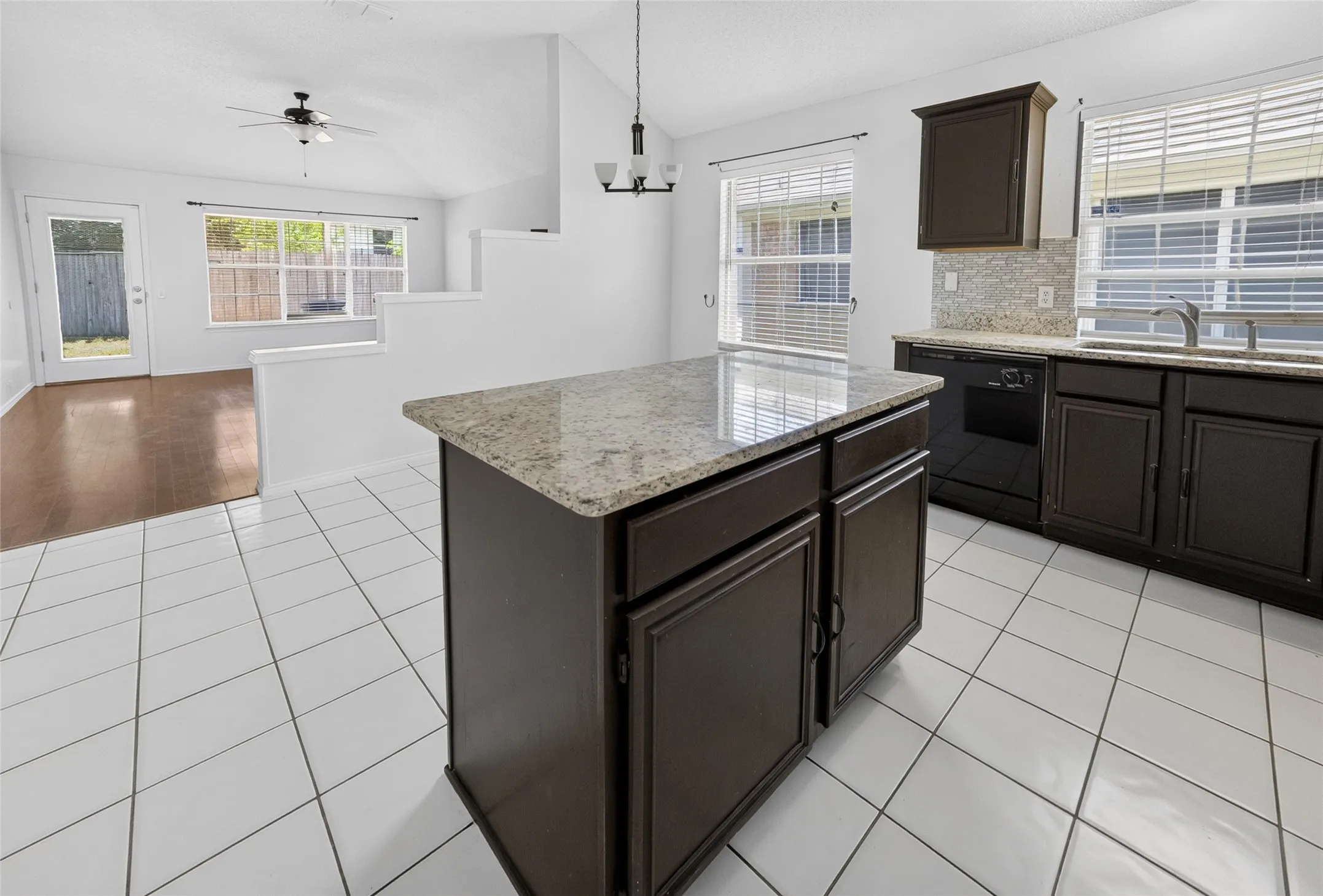 Kitchen island with granite countertop
