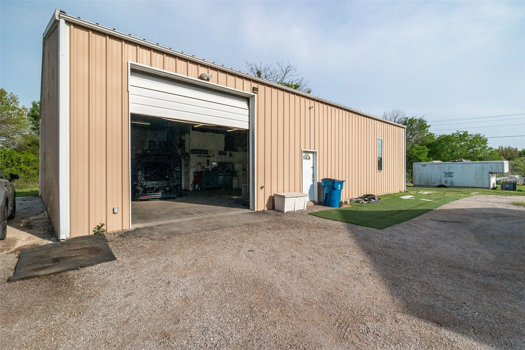 View of overhead rollup door on the back of the 40 x 60 garage.