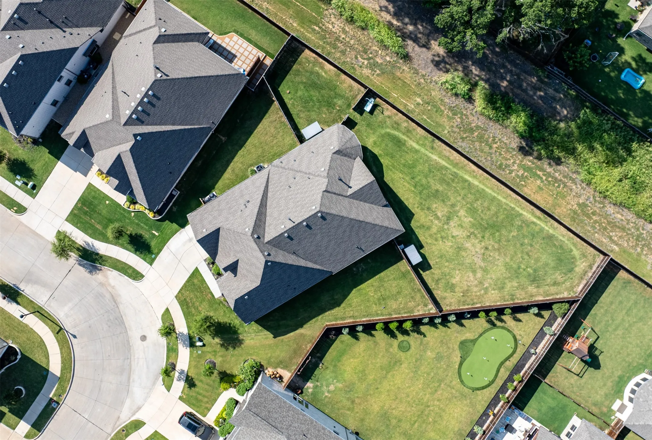 Aerial view of home and lot.