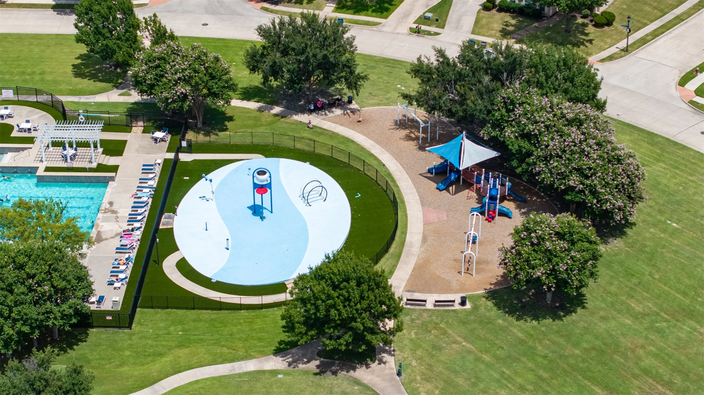 Aerial view of community park area.