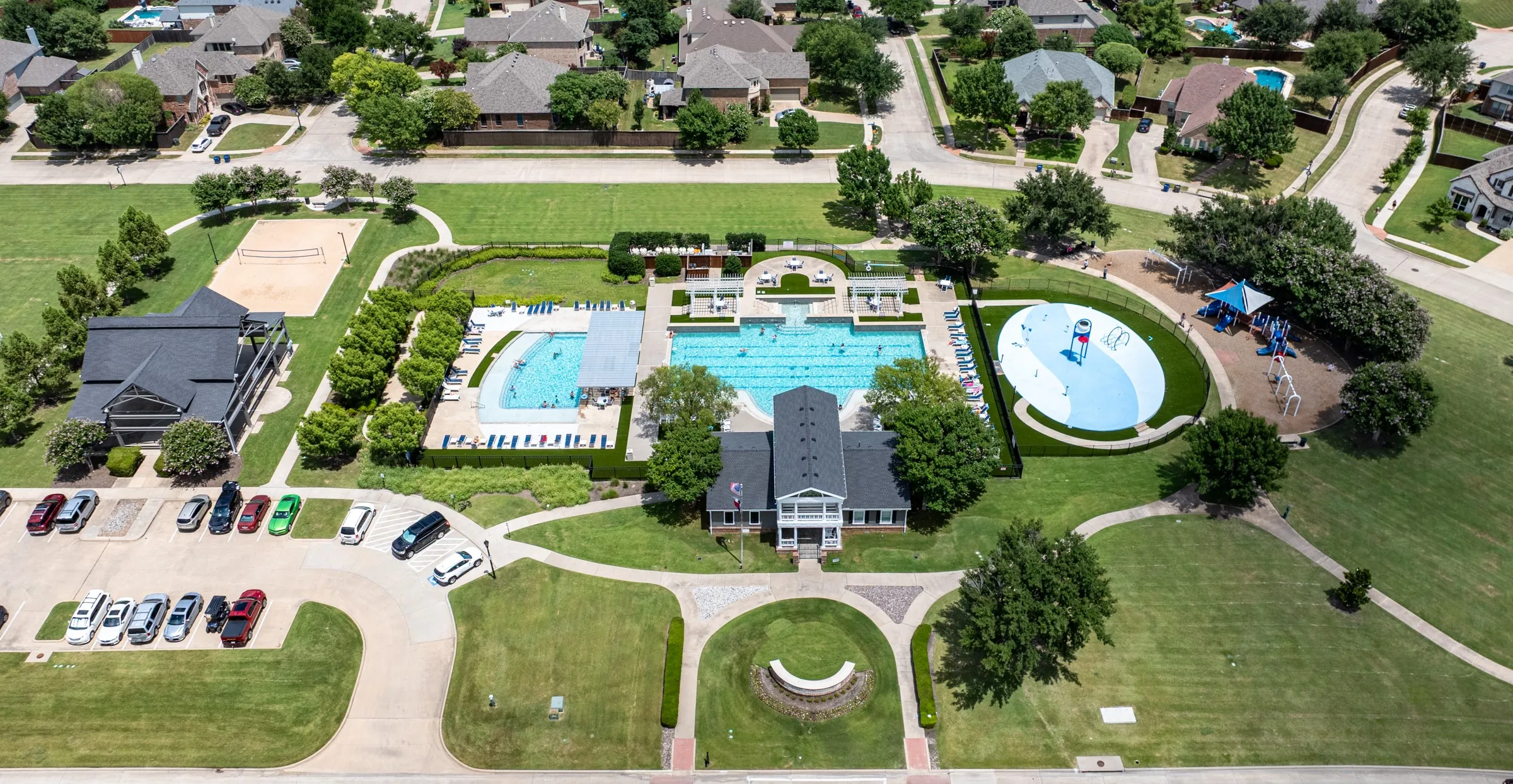 Aerial view of community amenities.