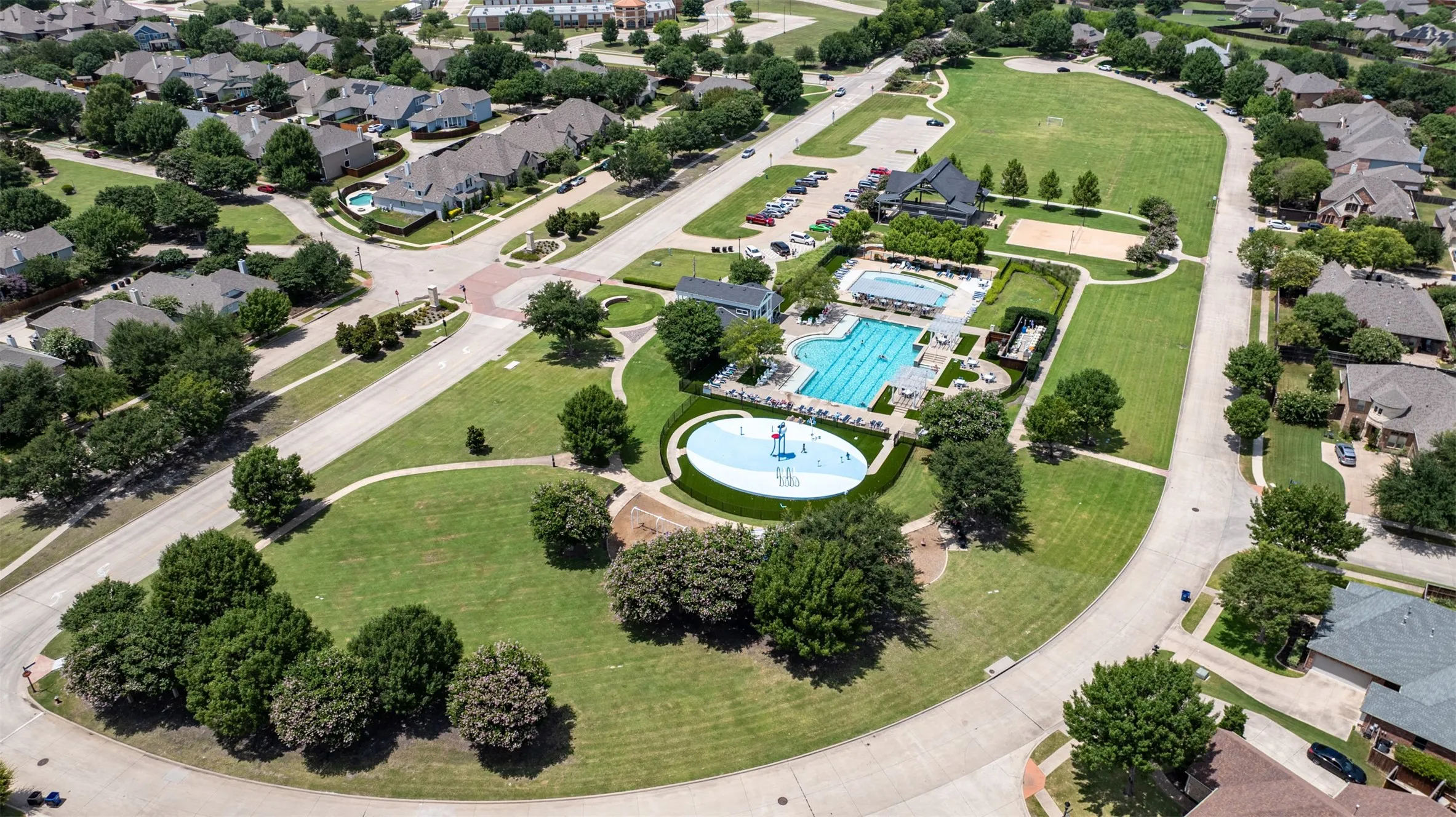 Aerial view of community amenities.