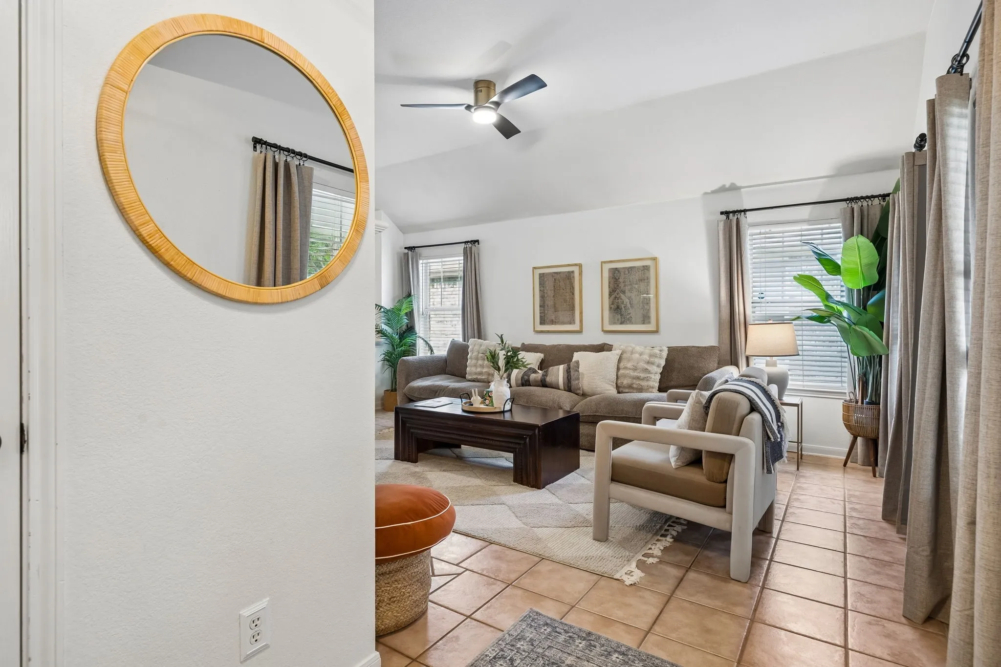 From the entry, step in to the spacious living area.