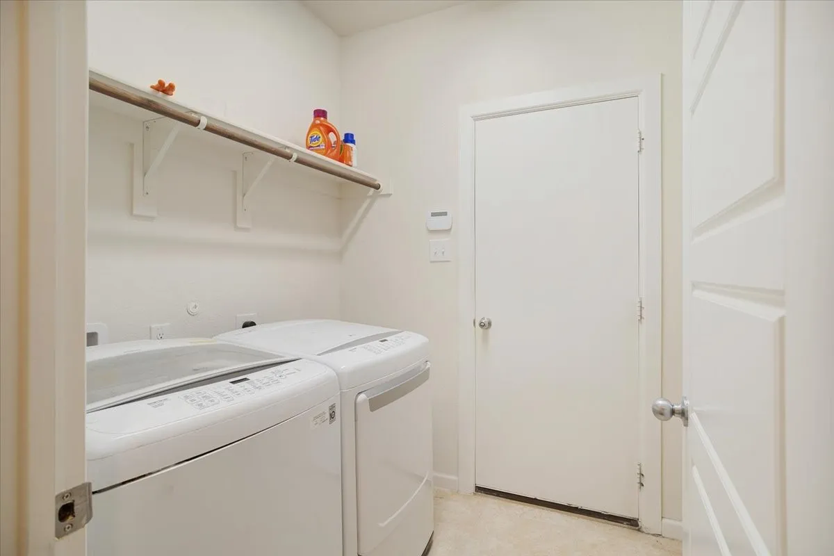 Laundry room leads to garage