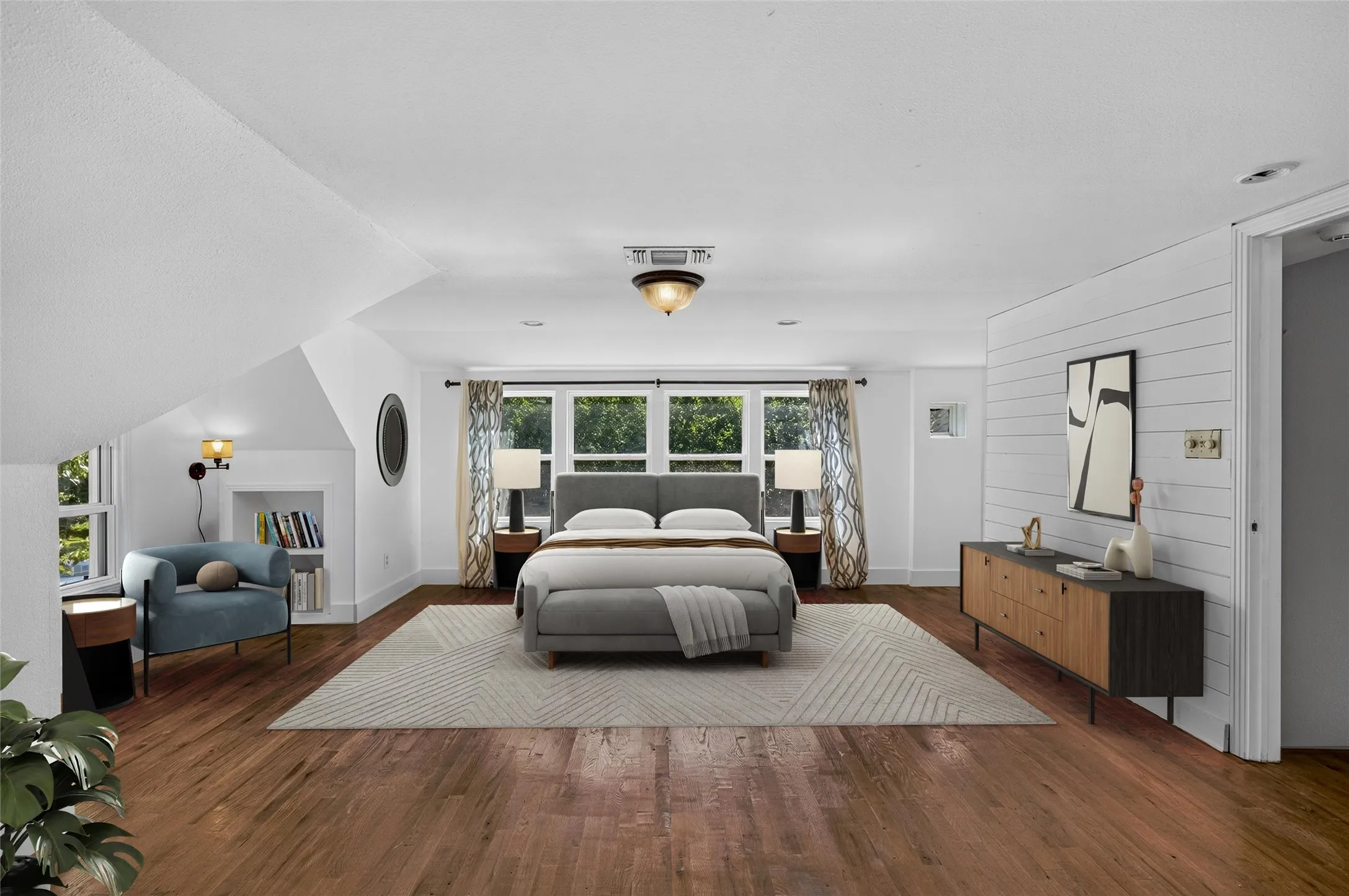Staged to show as a Primary bedroom.