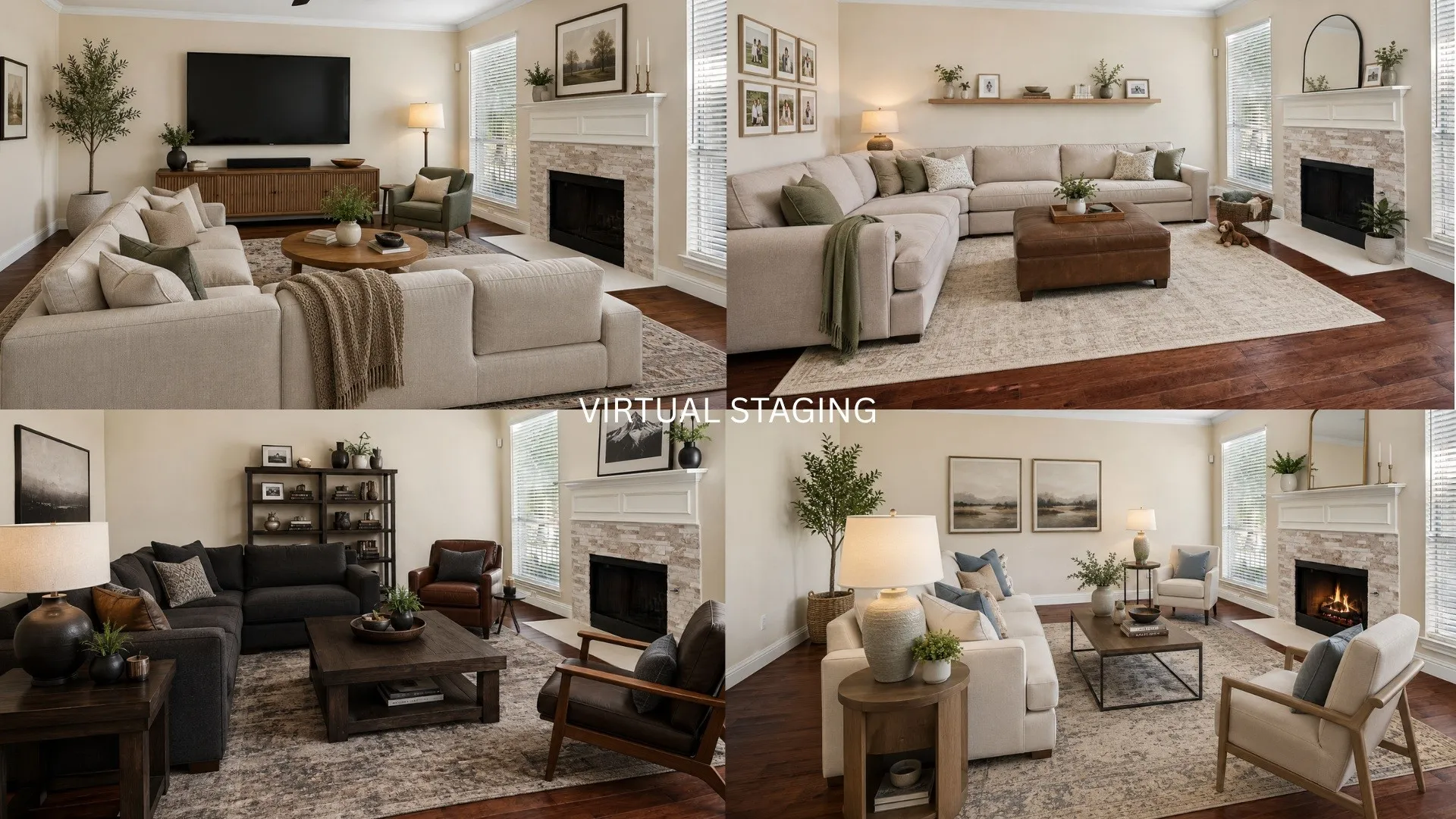 Virtually Staged with different interior design styles.