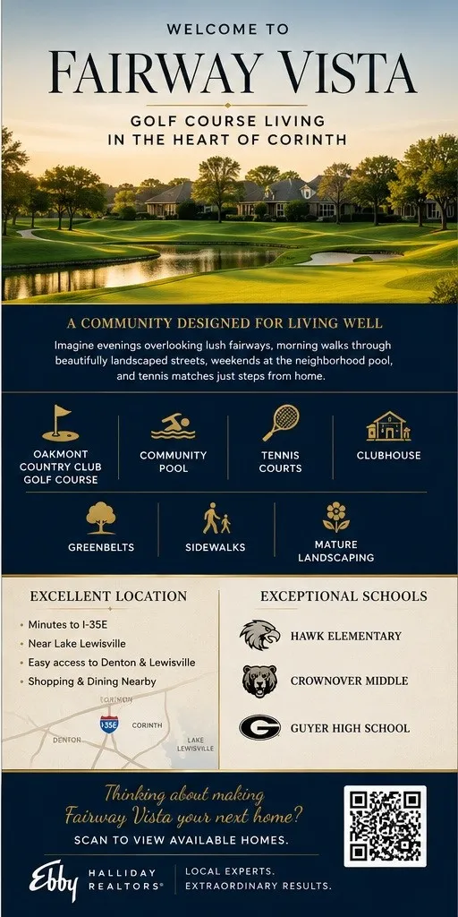 Zoned for highly acclaimed Denton ISD, serving Hawk Elementary, Crownover Middle, and Guyer High