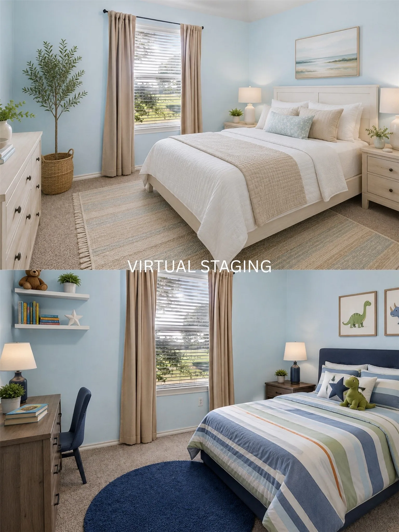 Virtually Staged with different interior design styles.