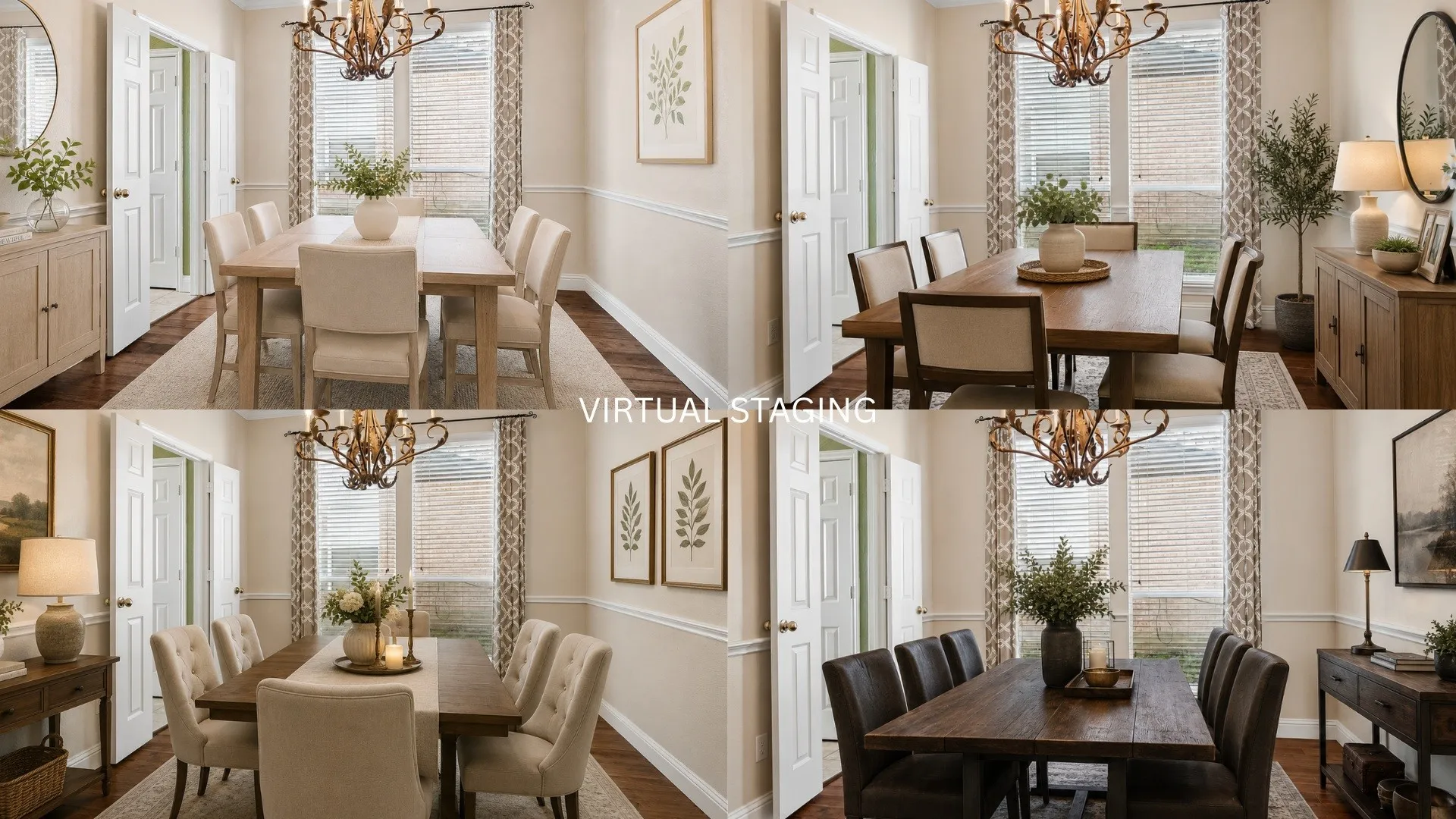 Virtually Staged with different interior design styles.